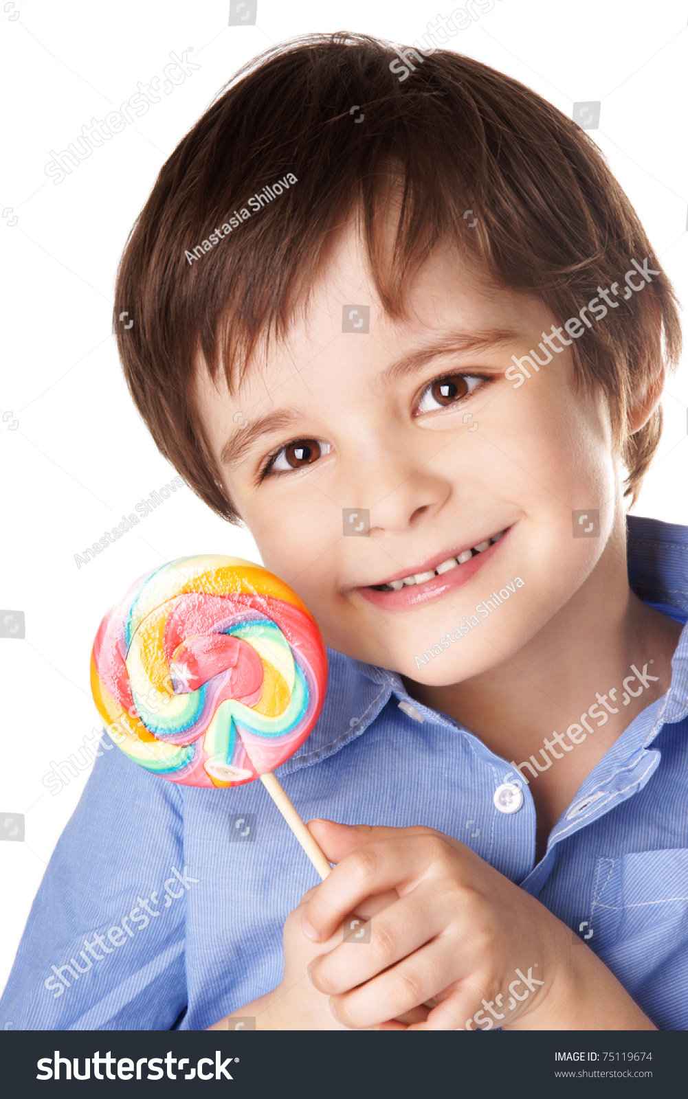 Portrait Happy Smiling Little Boy Candy Stock Photo 75119674 | Shutterstock