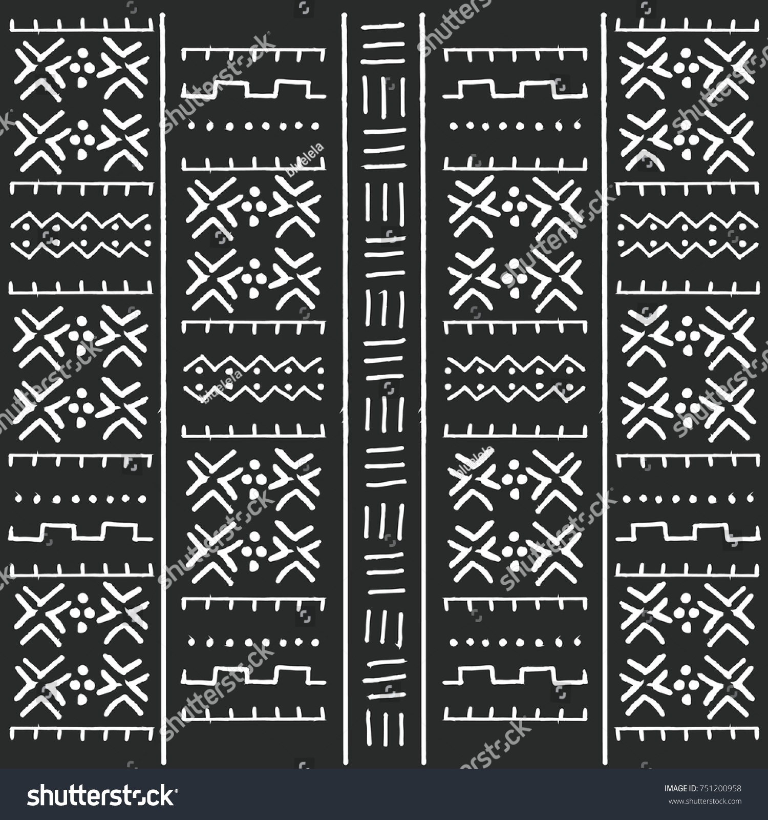 Black White Tribal Ethnic Pattern Geometric Stock Vector (Royalty Free ...