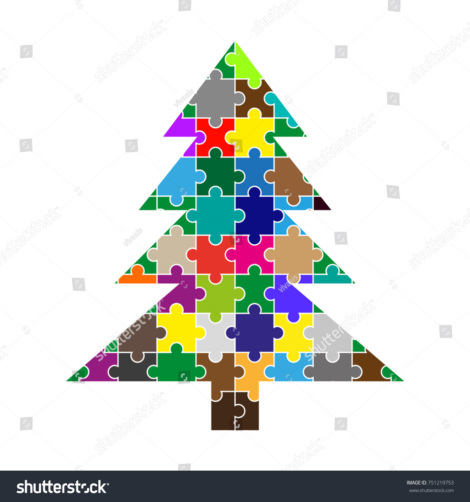 Multicolored Christmas Tree Form Puzzles Stock Vector (Royalty Free ...