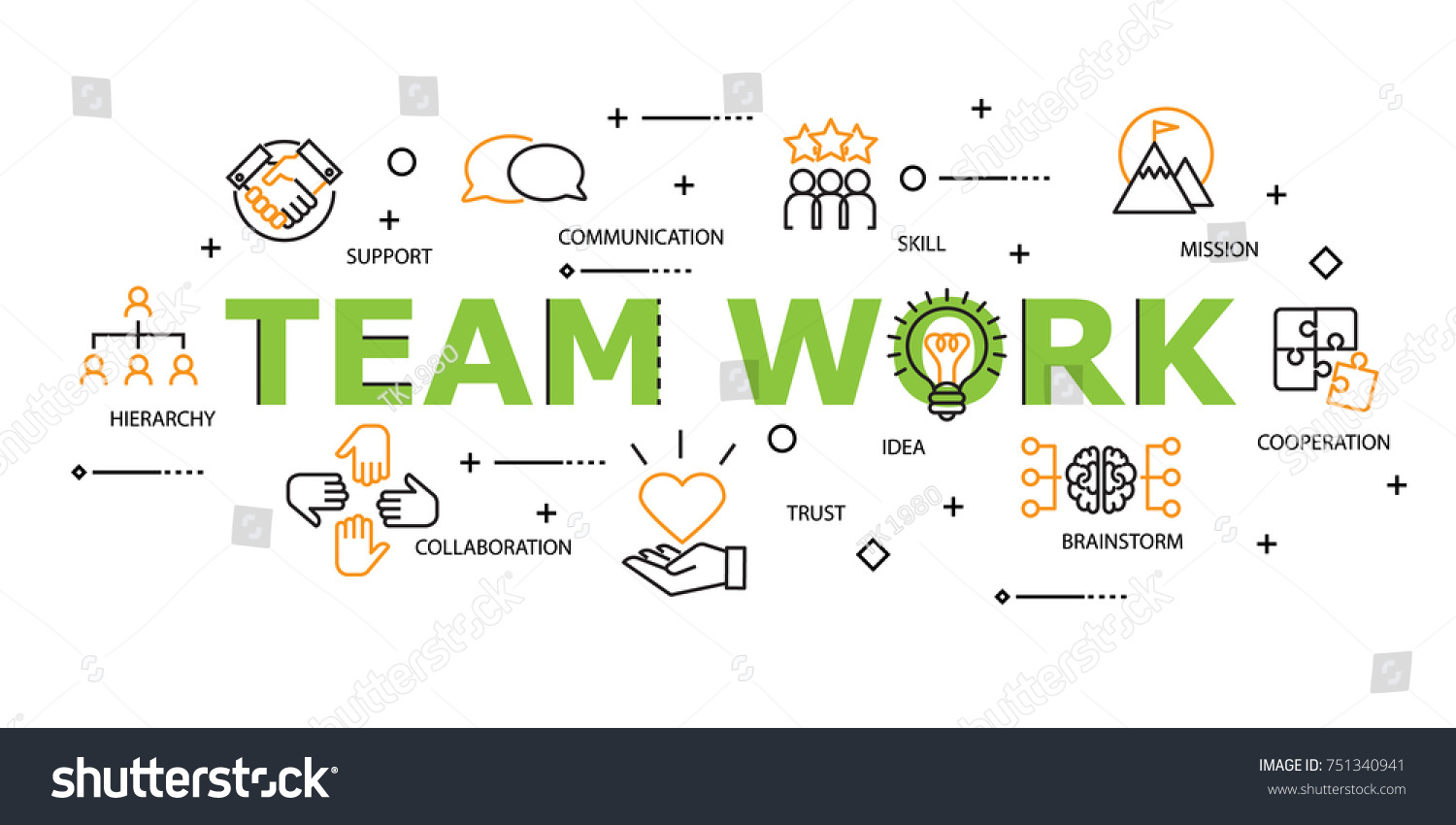 Teamwork Word Icon Set Concept Team Stock Vector (Royalty Free ...