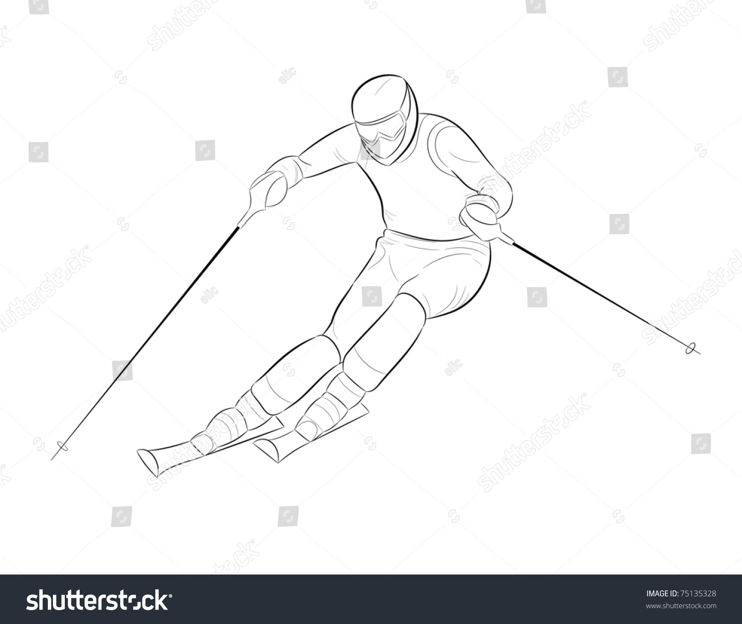 Рисование лыжник