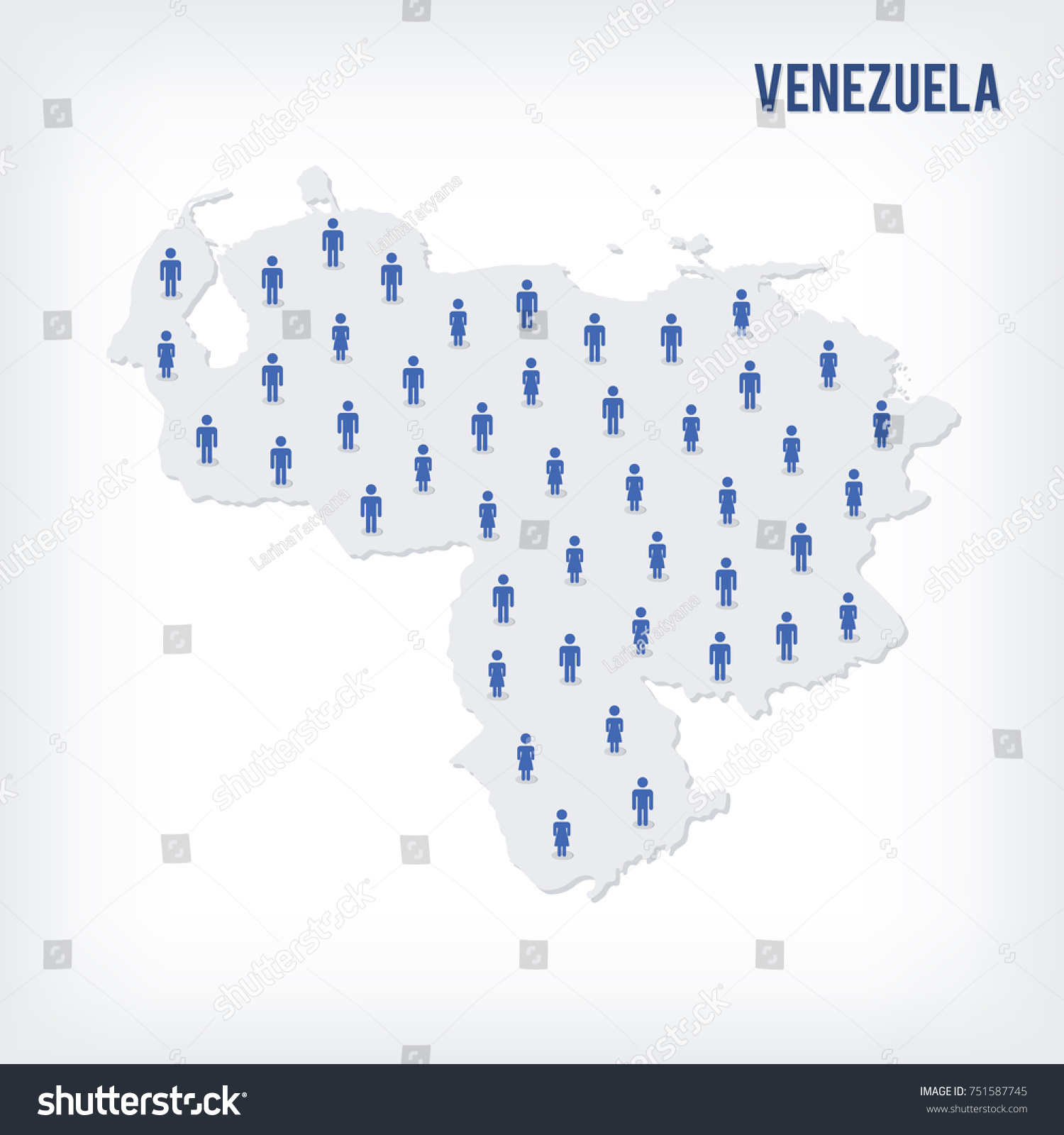 Vector People Map Venezuela Concept Population Stock Vector (Royalty