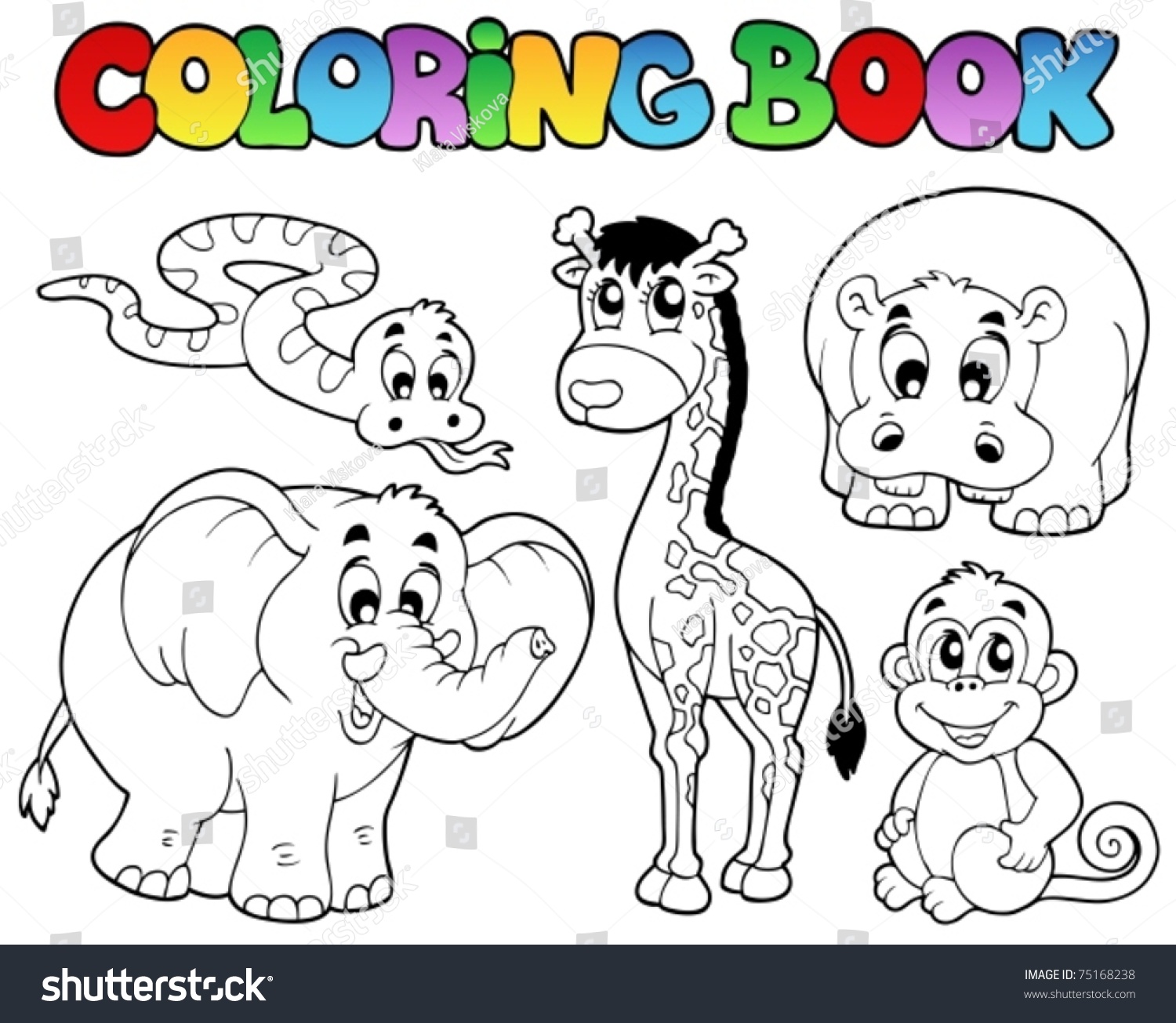 Coloring Book African Animals Vector Illustration Stock Vector (Royalty ...