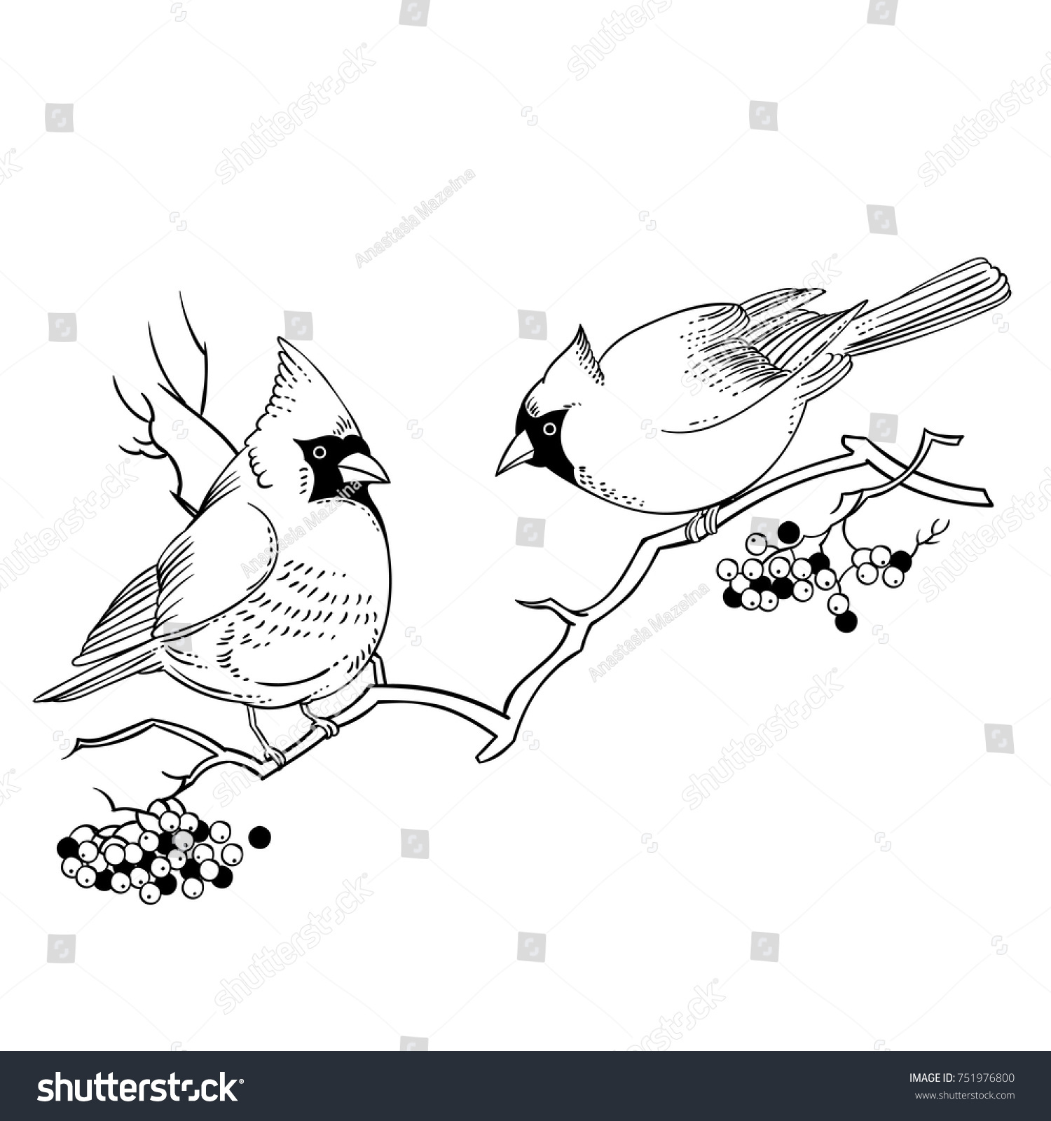 Beautiful Retro Christmas Card Birds Hand Stock Vector (Royalty Free ...