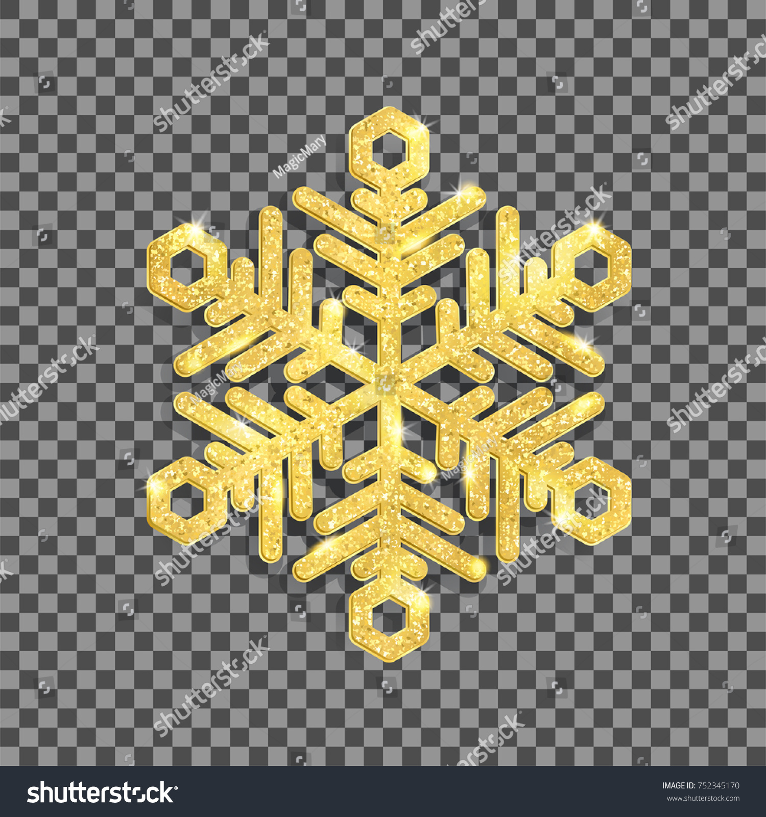 Gold Glitter Snowflake On Transparent Background Stock Vector (Royalty ...