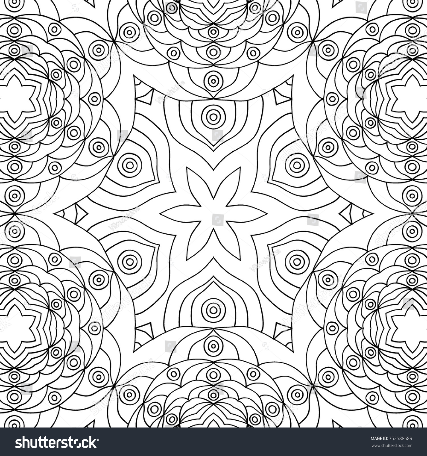 Adult Coloring Page Black White Pattern Stock Vector (Royalty Free ...