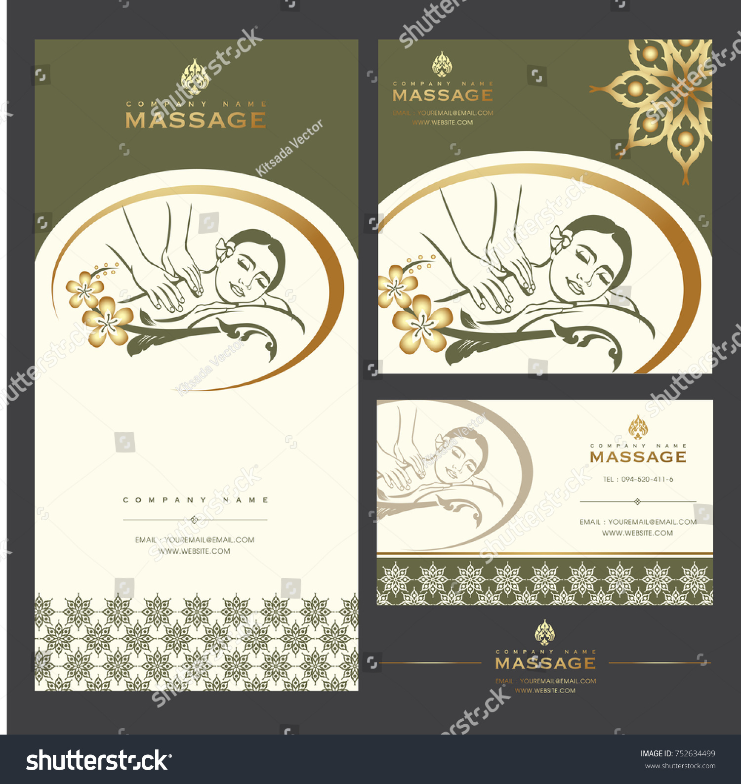 Set Vector Spa Massage Card Templates Stock Vector Royalty Free 752634499 Shutterstock