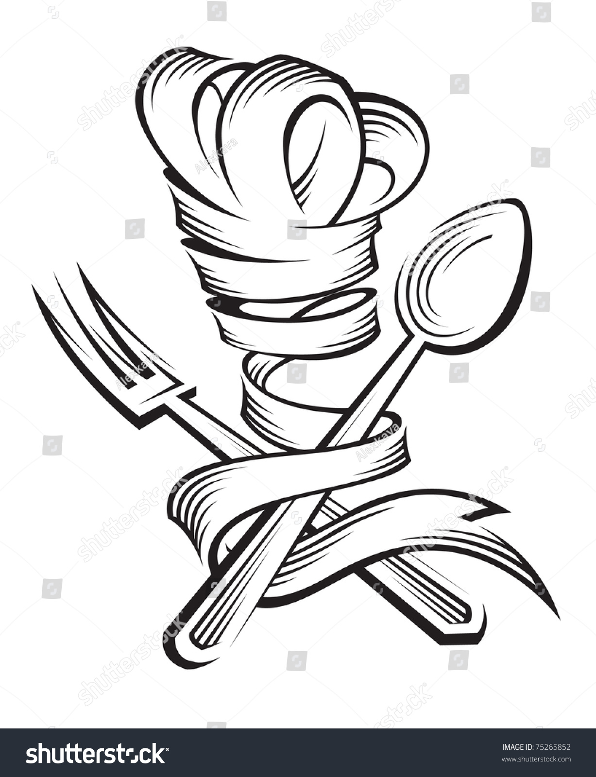 chef hat fork and spoon clip art