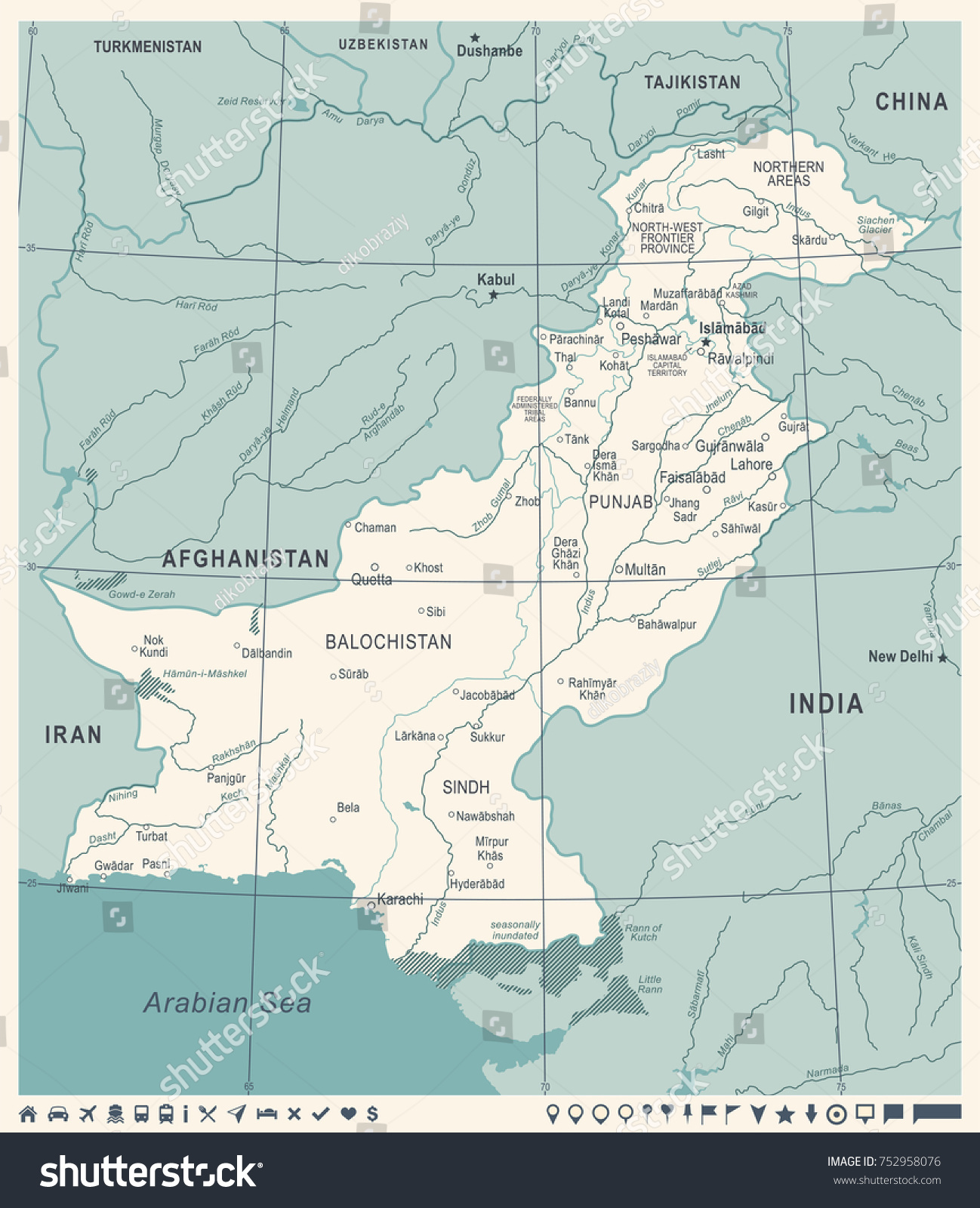 Pakistan Map Vintage Detailed Vector Illustration Stock Vector Royalty Stock Vector Pakistan Map Vintage Detailed Vector Illustration 752958076