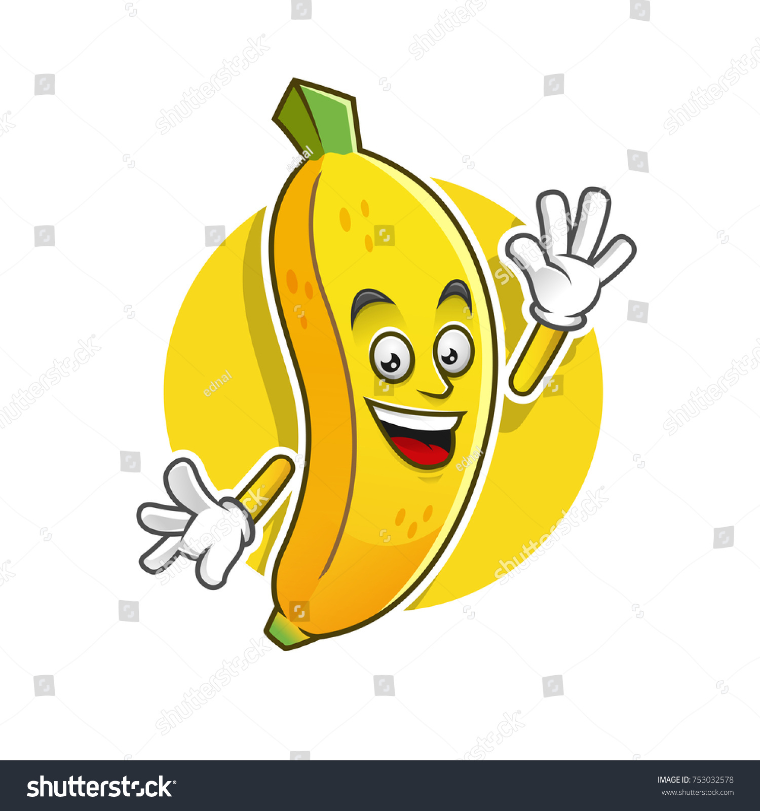 Greeting Banana Mascot Vector Banana Character Stok Vektör (Telifsiz) 75303...