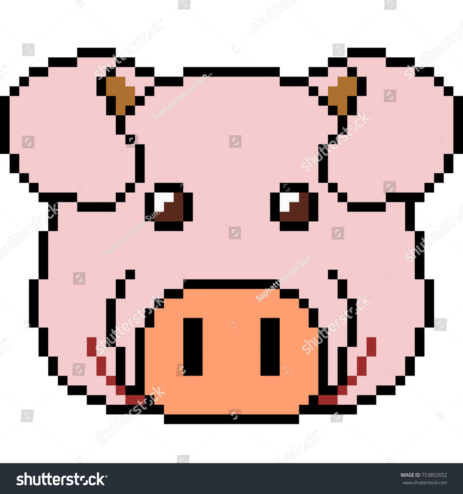 Vector Pixel Art Pig Isolated Stock Vector (Royalty Free) 753853552 ...