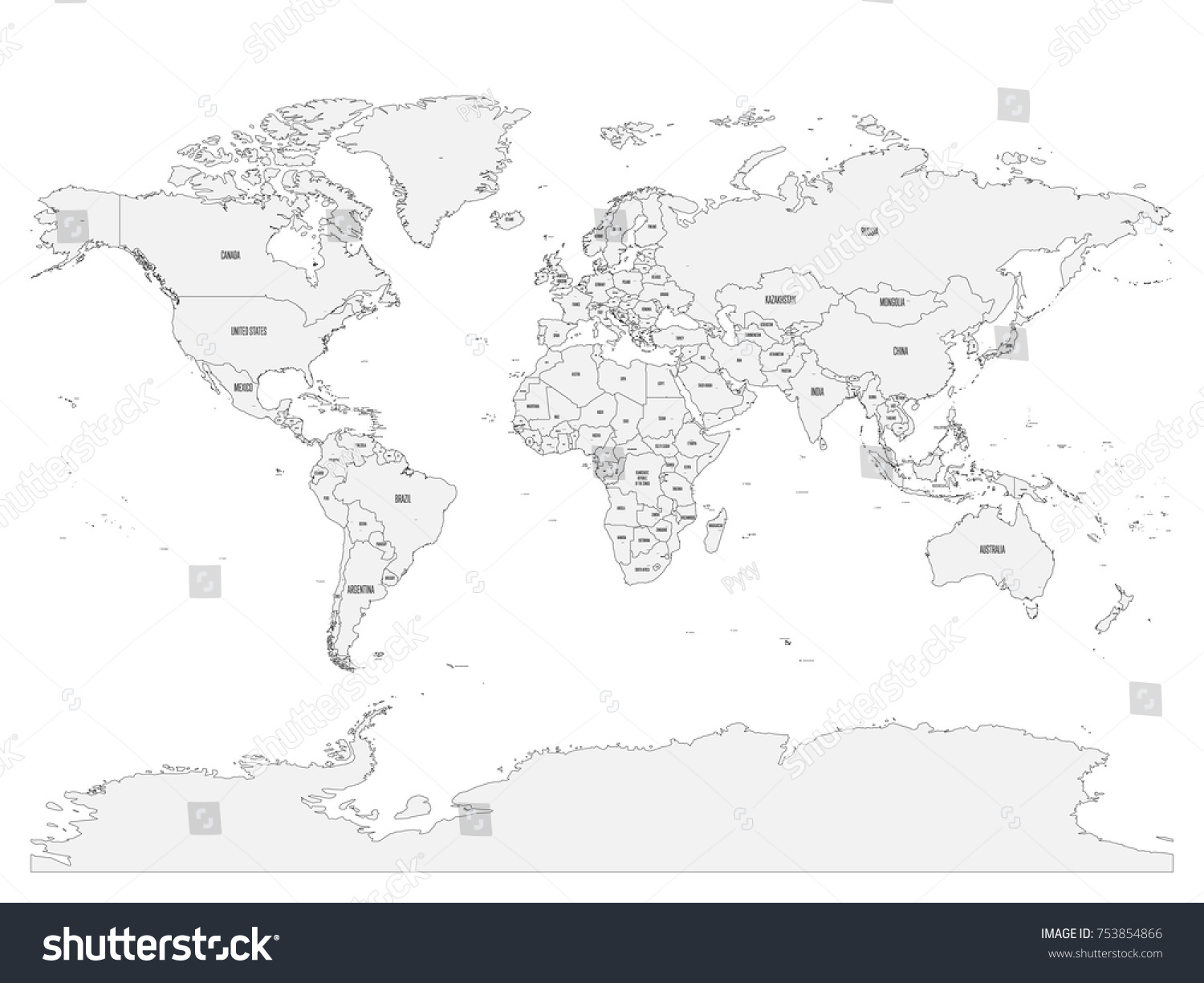 Political Map World Country Names Capital Stock Vector (Royalty Free ...