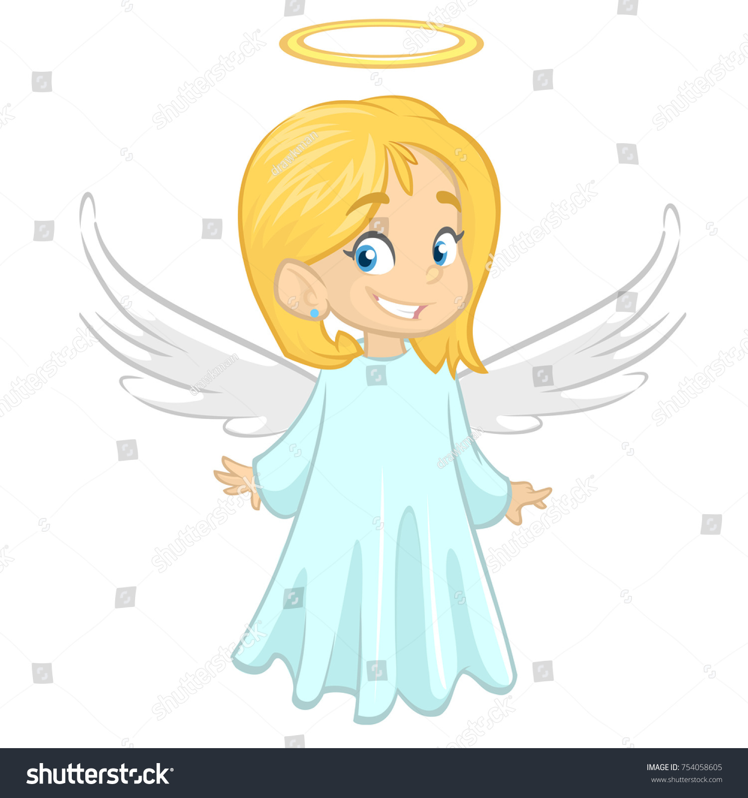 Happy Angel Character Smiling Vector Illustration Stock Vector (Royalty ...