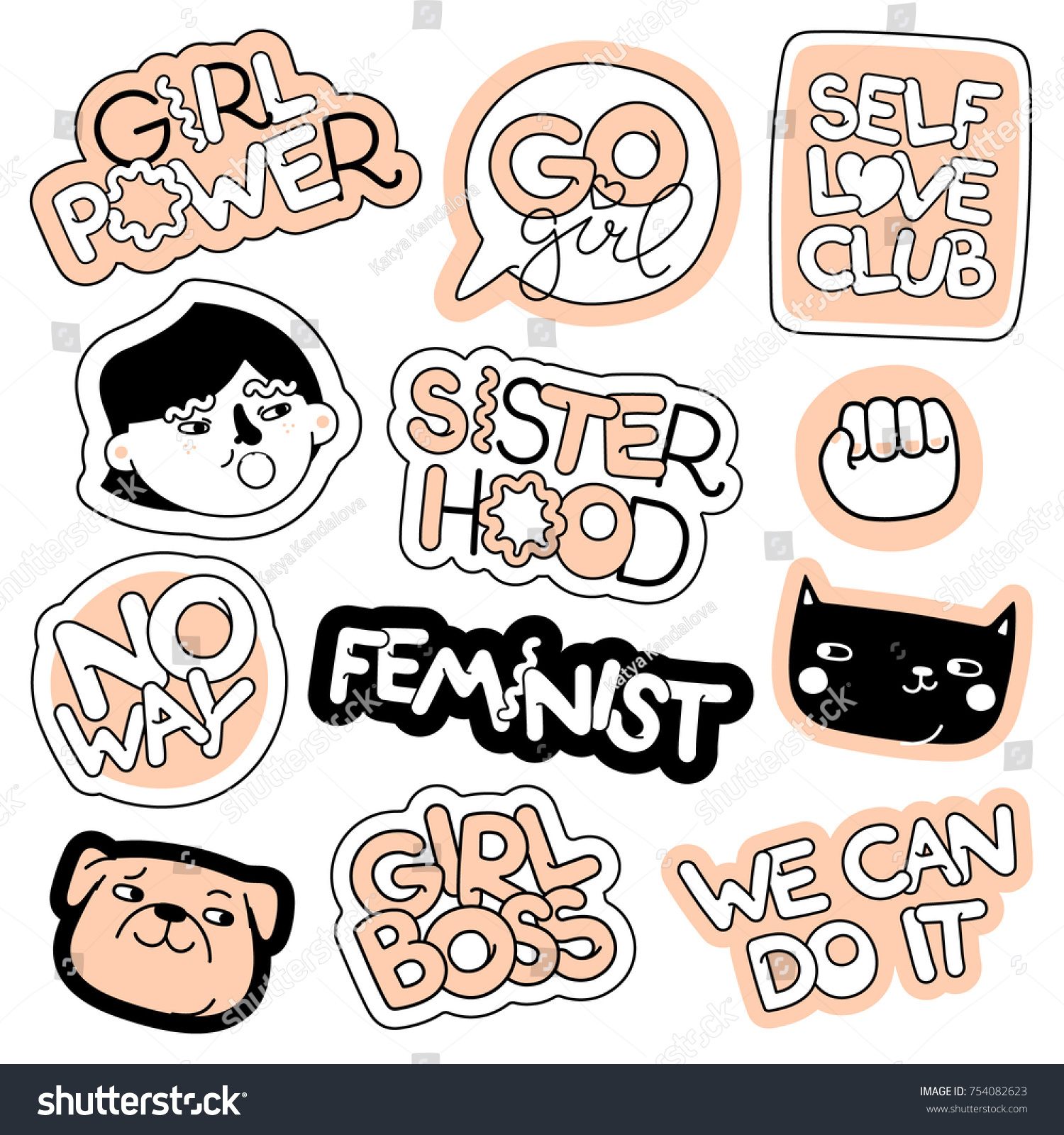 Feminism Vector Patch Set Design Posters Stock Vector Royalty Free