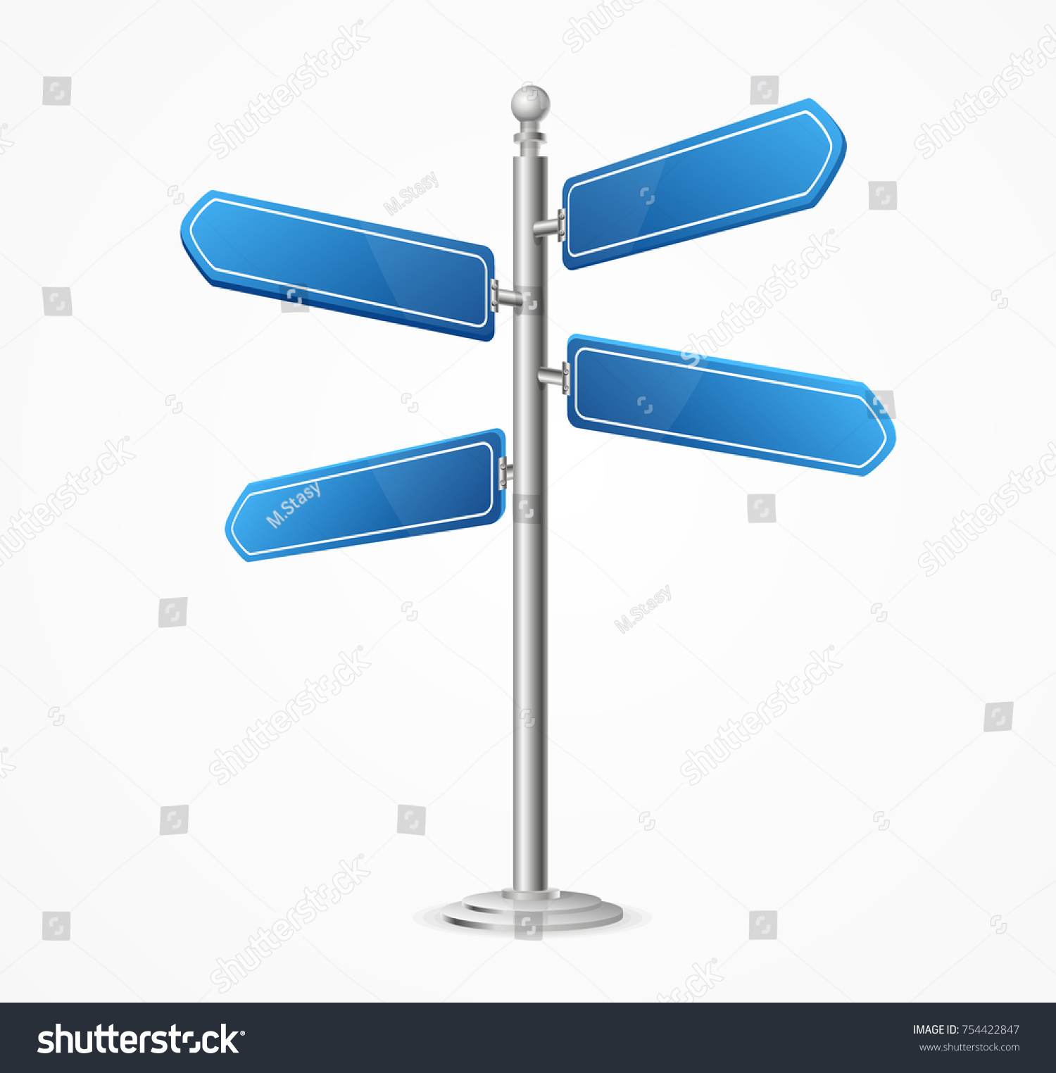 Realistic 3d Detailed Direction Road Signs Stock Vector Royalty Free