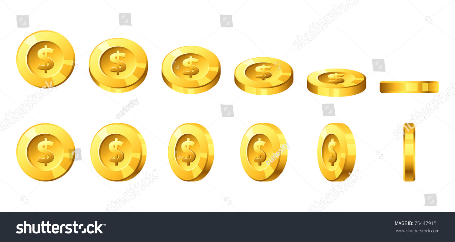 Vector Cartoon Style Illustration Golden Coins Stock Vector (Royalty ...