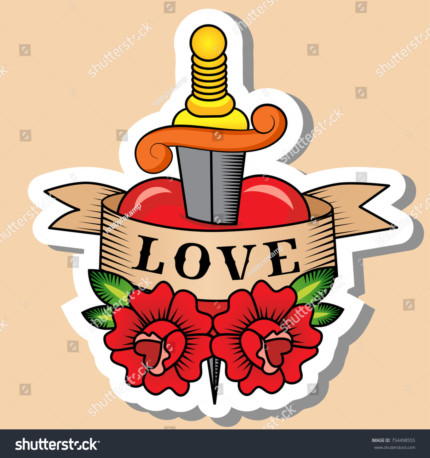 Sketch Old School Tattoo Sketch Dagger Stock Vector (Royalty Free ...