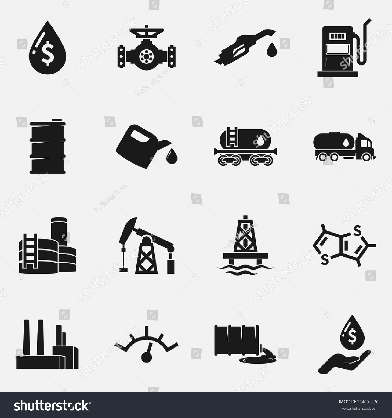 Set Oil Gas Vector Icons Stock Vector (Royalty Free) 754601830 ...