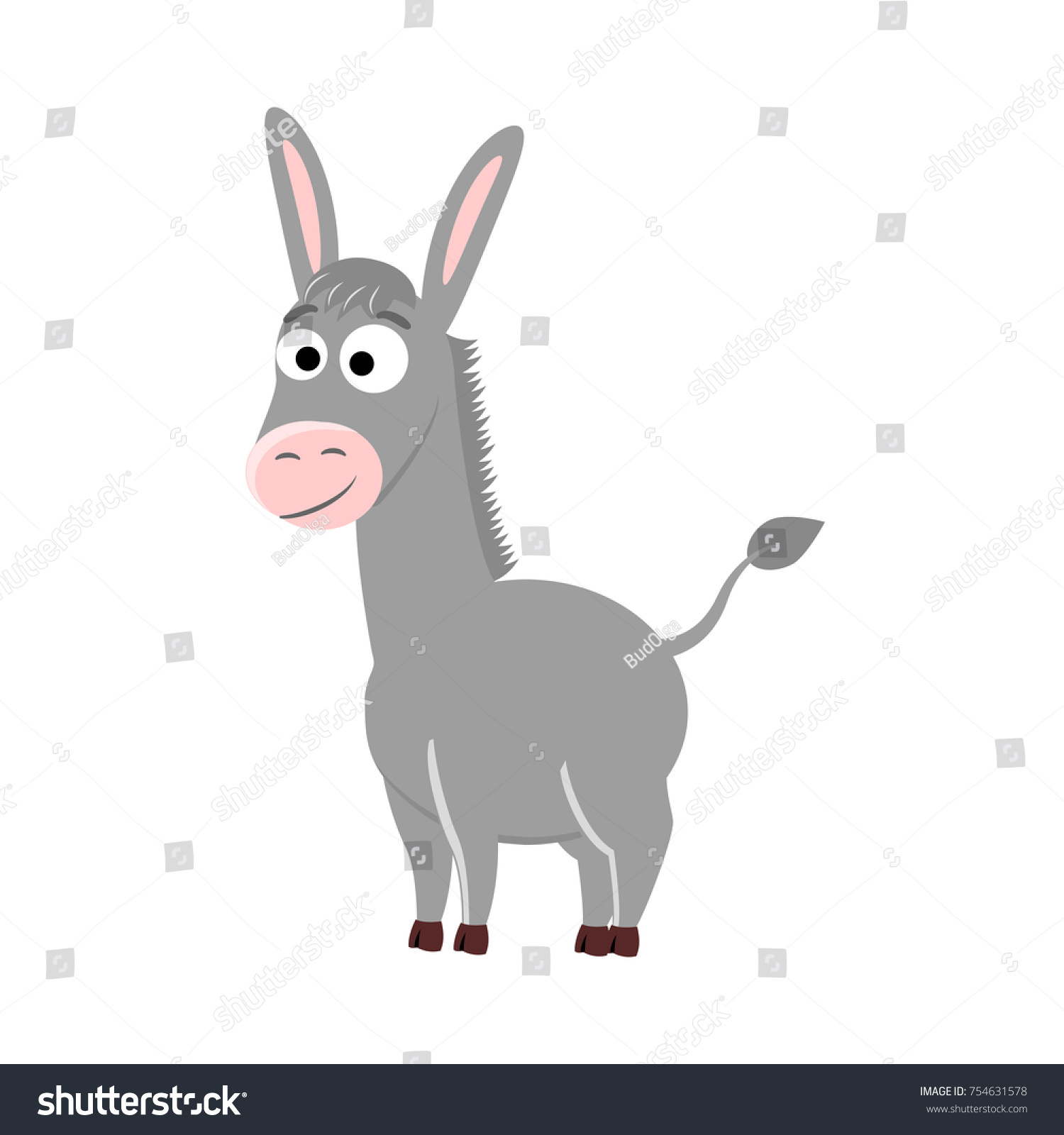 Cute Cartoon Donkey Vector Illustration Isolated Stock Vector (Royalty ...