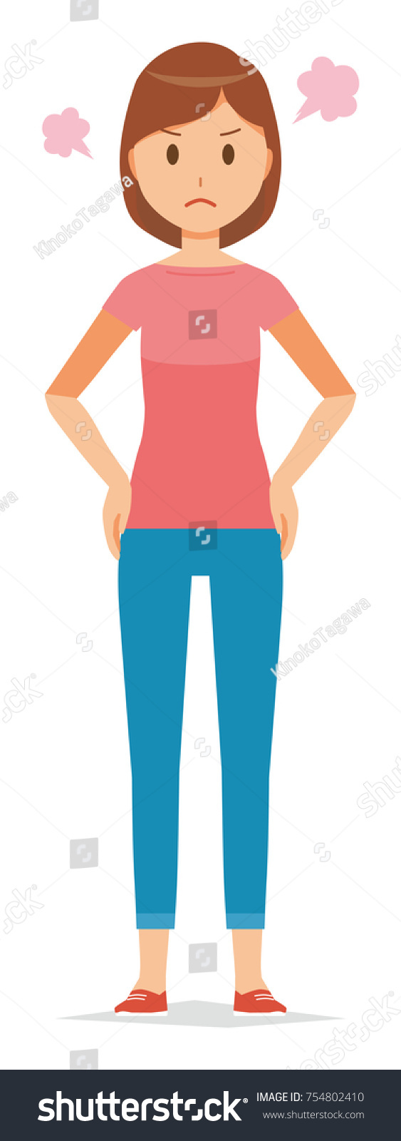 Illustration That Moms Wearing Shortsleeved Clothes Stock Vector