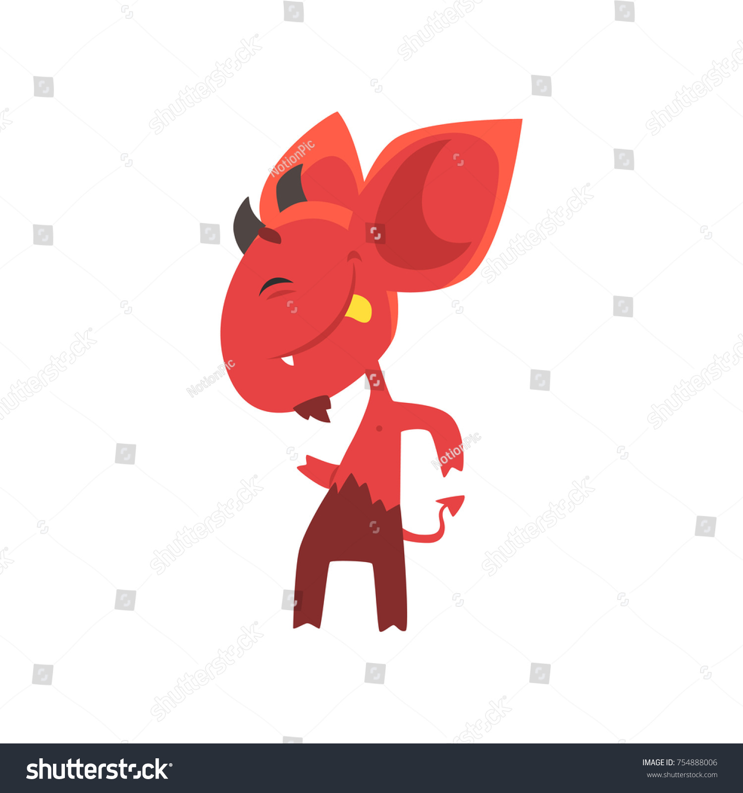 Cheerful Little Devil Dancing Showing His Stock Vector (royalty Free 