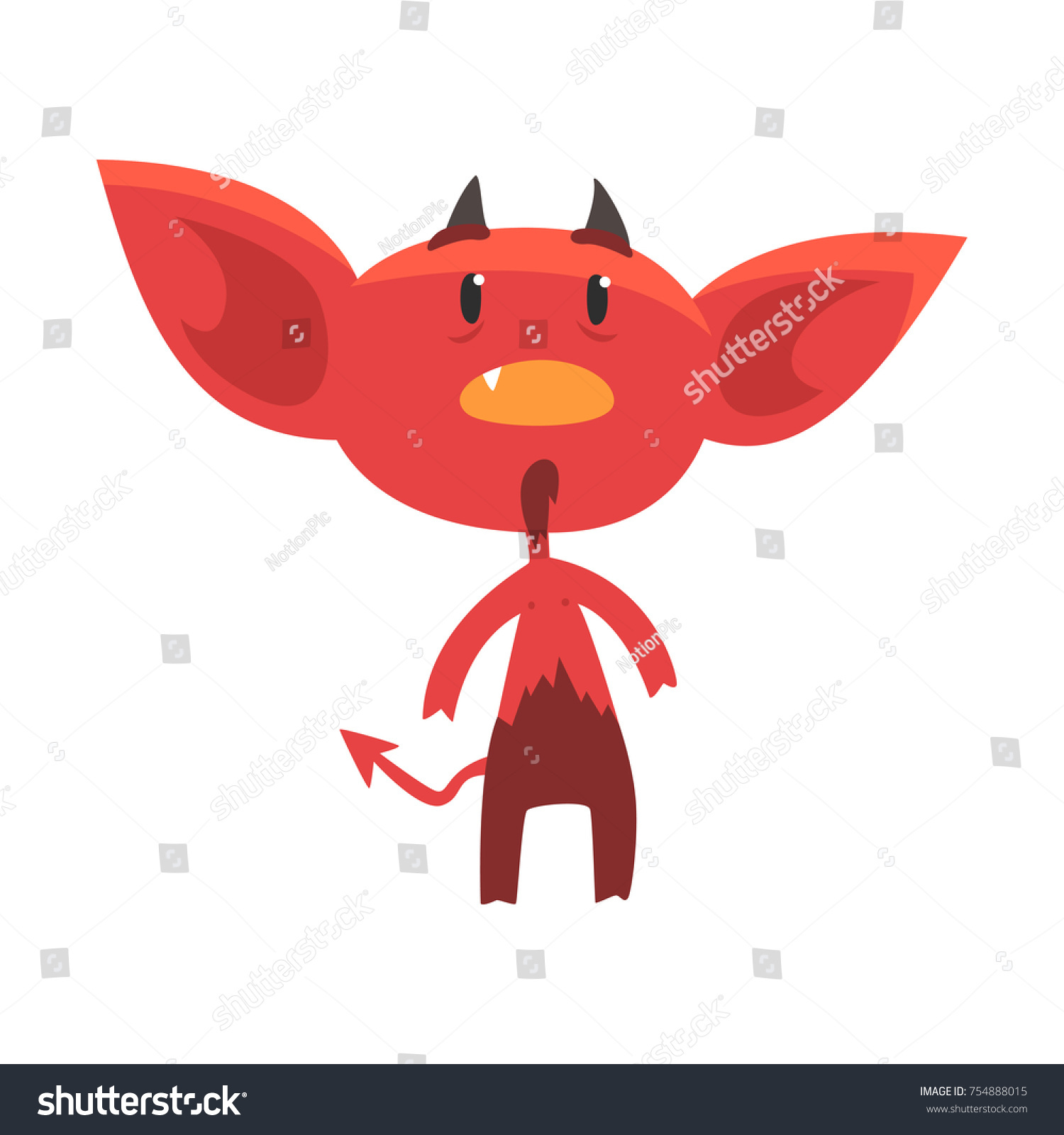 Shocked Surprised Red Devil Character Isolated Stock Vector (Royalty ...