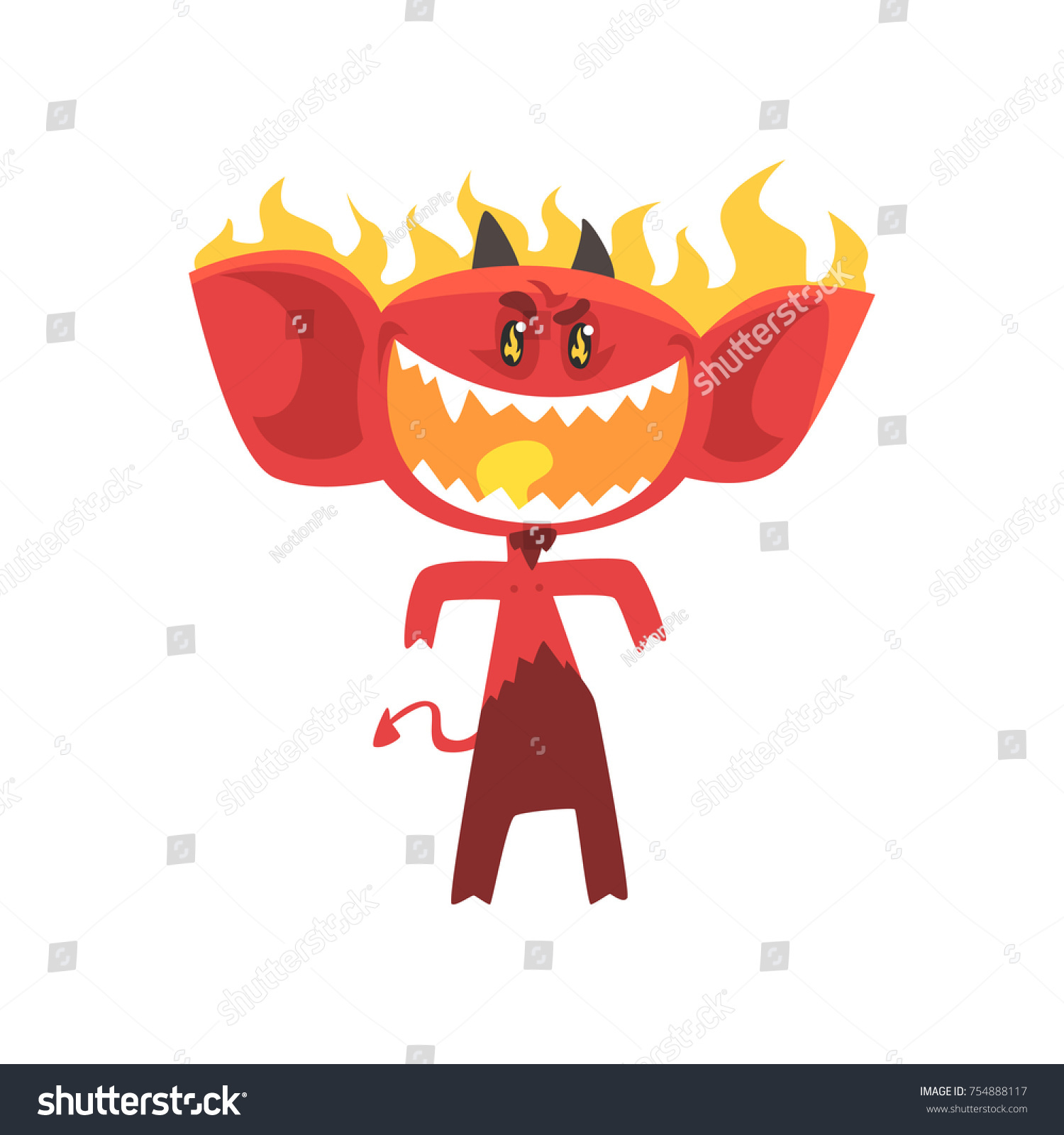 Cartoon Flaming Fire Devil Isolated On Stock Vector (Royalty Free ...