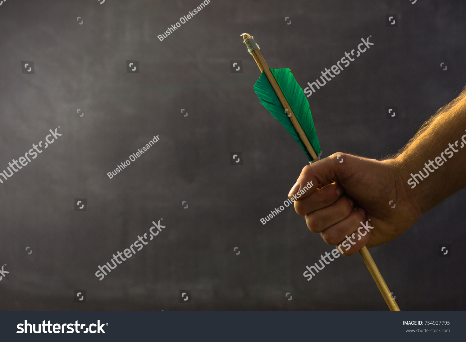 Old Wood Arrow Beautiful Dark Background Stock Photo 754927795