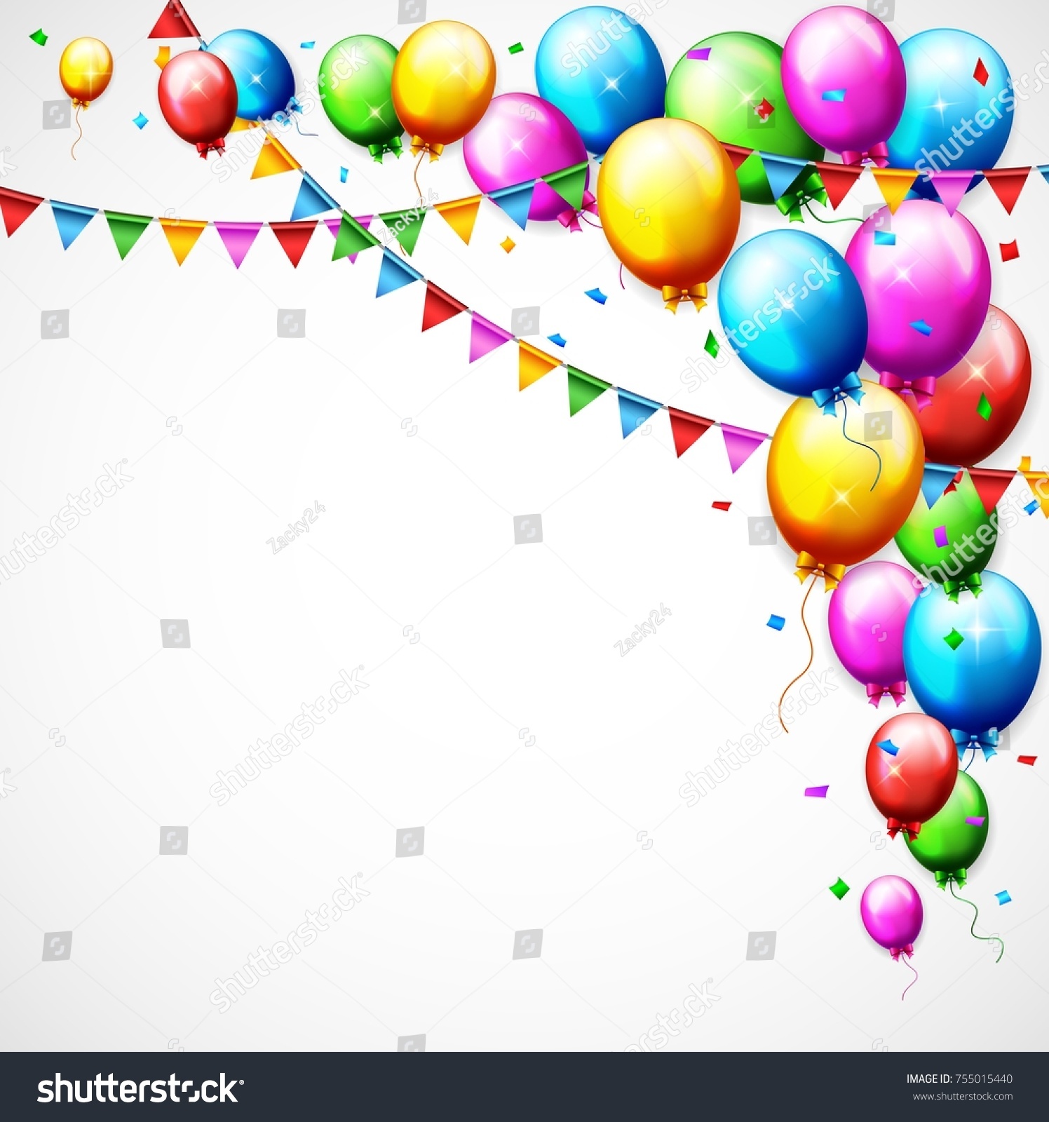 Vector Illustration Colorful Birthday Balloons Confetti Stock Vector