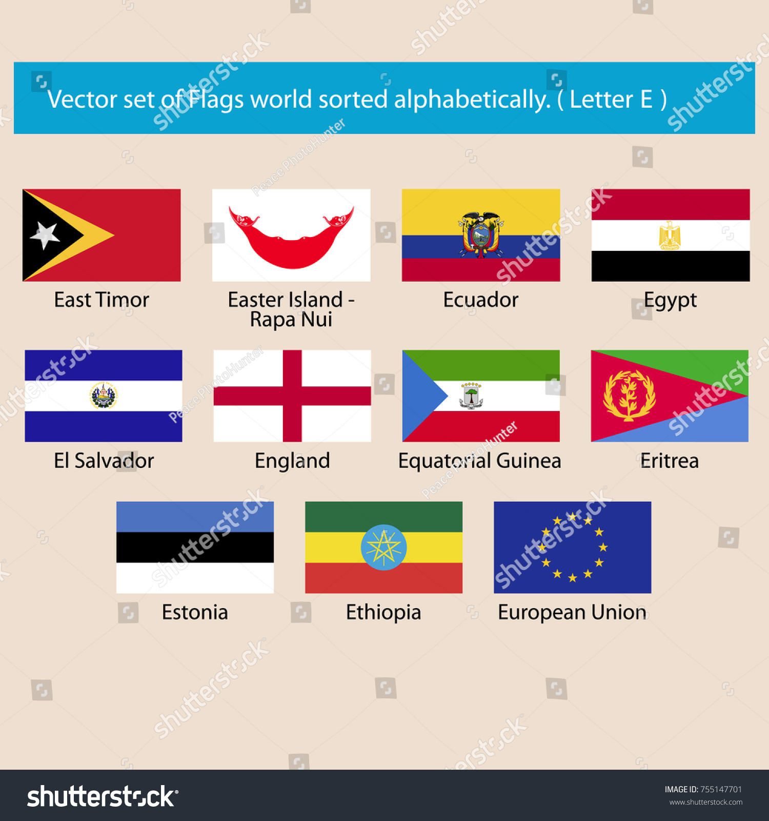 Vector Set Flags World Sorted Alphabetically Stock Vector Royalty Free 755147701 Shutterstock 0355