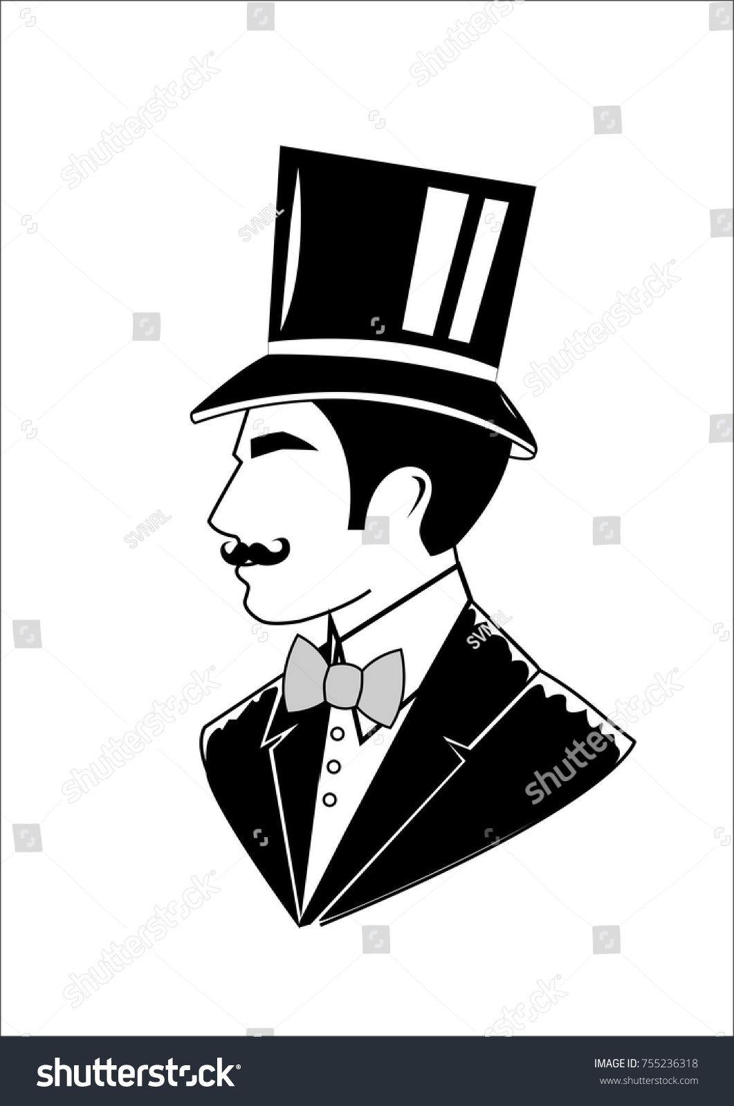 Art Deco Vintage Gentlemen Portrait Stock Illustration 755236318 ...