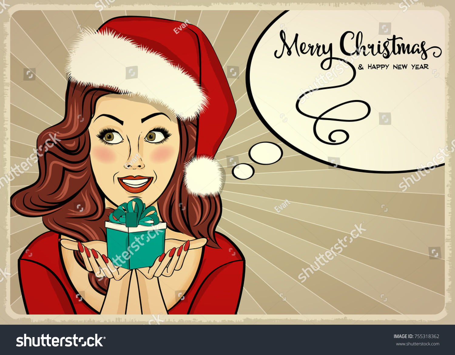 Beautiful Retro Christmas Card Sexy Santa Stock Vector Royalty Free 755318362 Shutterstock 6546