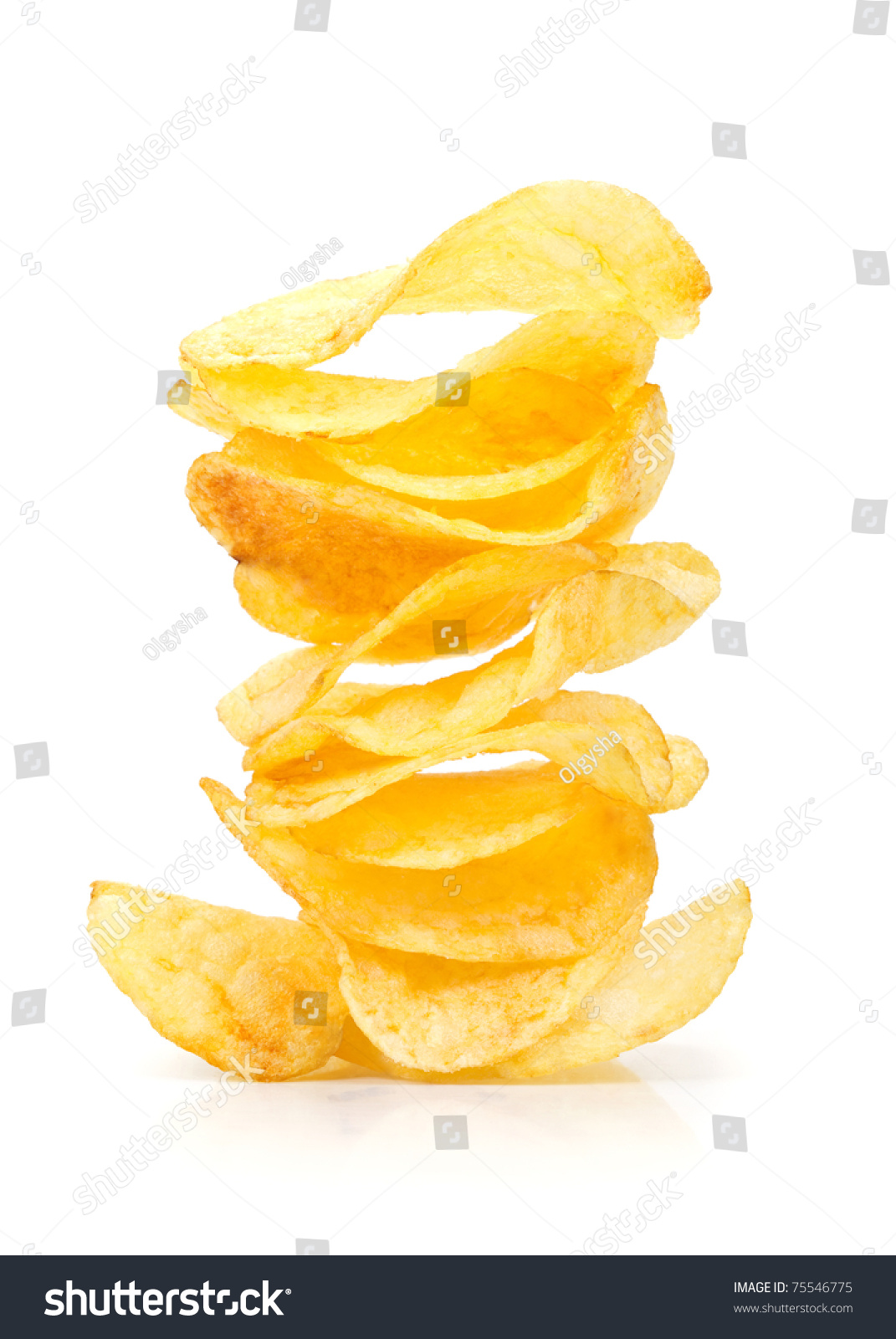 Stack Irregular Shape Crunchy Potato Chips Stock Photo 75546775 ...