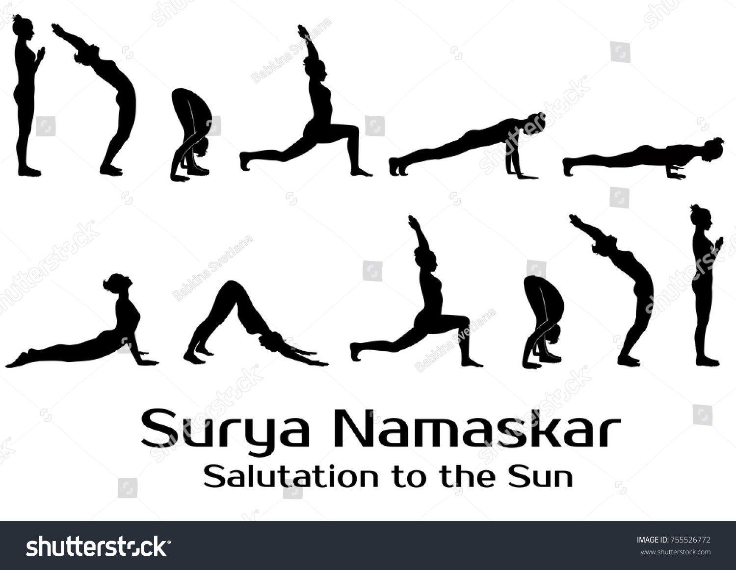 Vector Silhouettes Woman Practicing Yoga Complex Stock Vector (Royalty ...