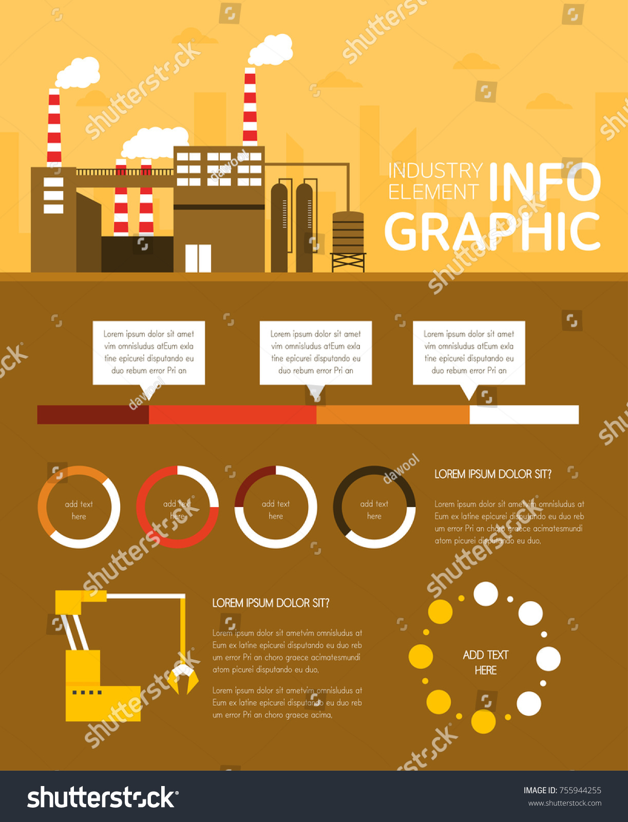 Industrial Revolution Flat Design Info Graphic Stock Vector (Royalty