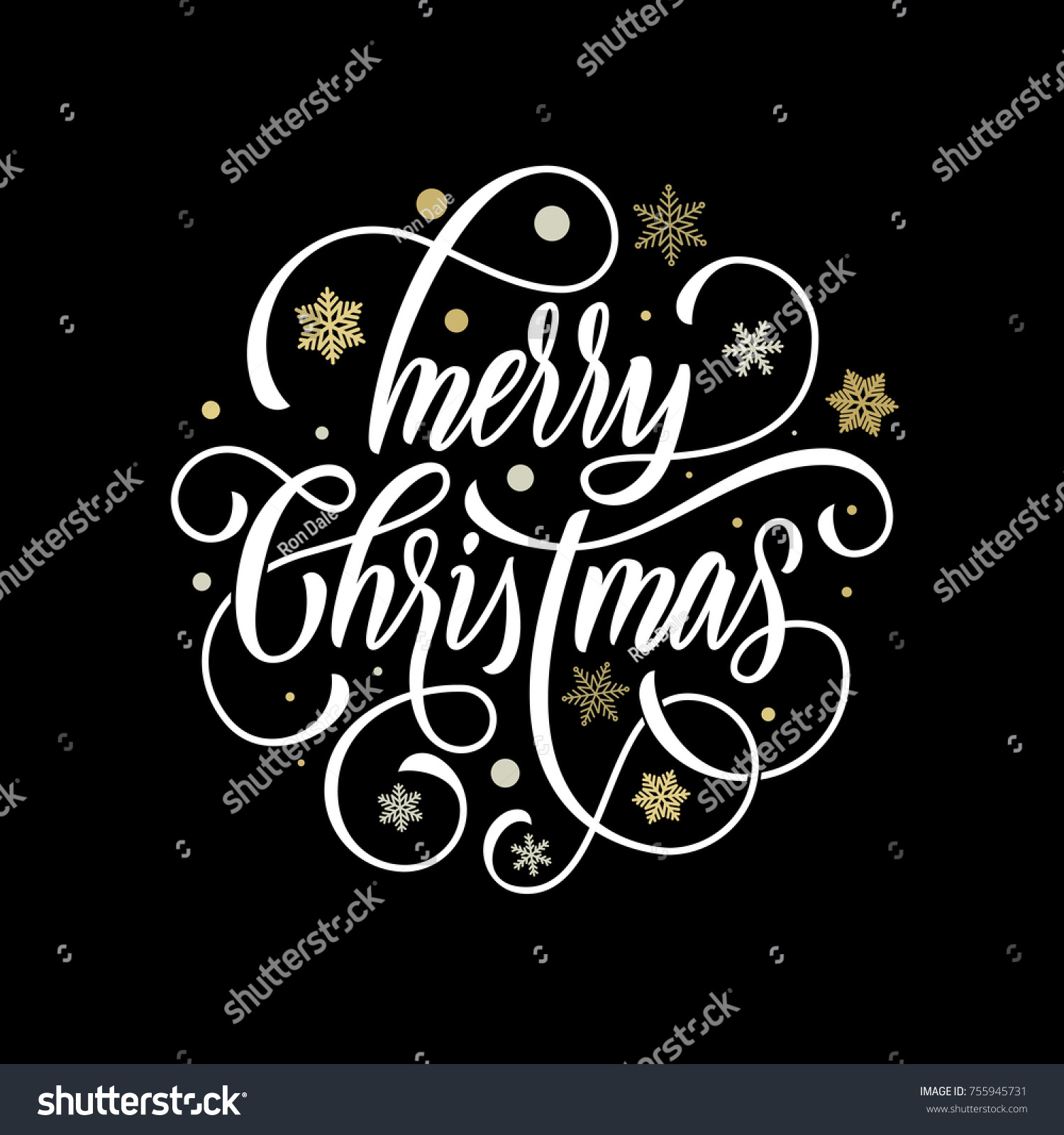Merry Christmas Hand Drawn Calligraphy Lettering Stock Vector (Royalty ...