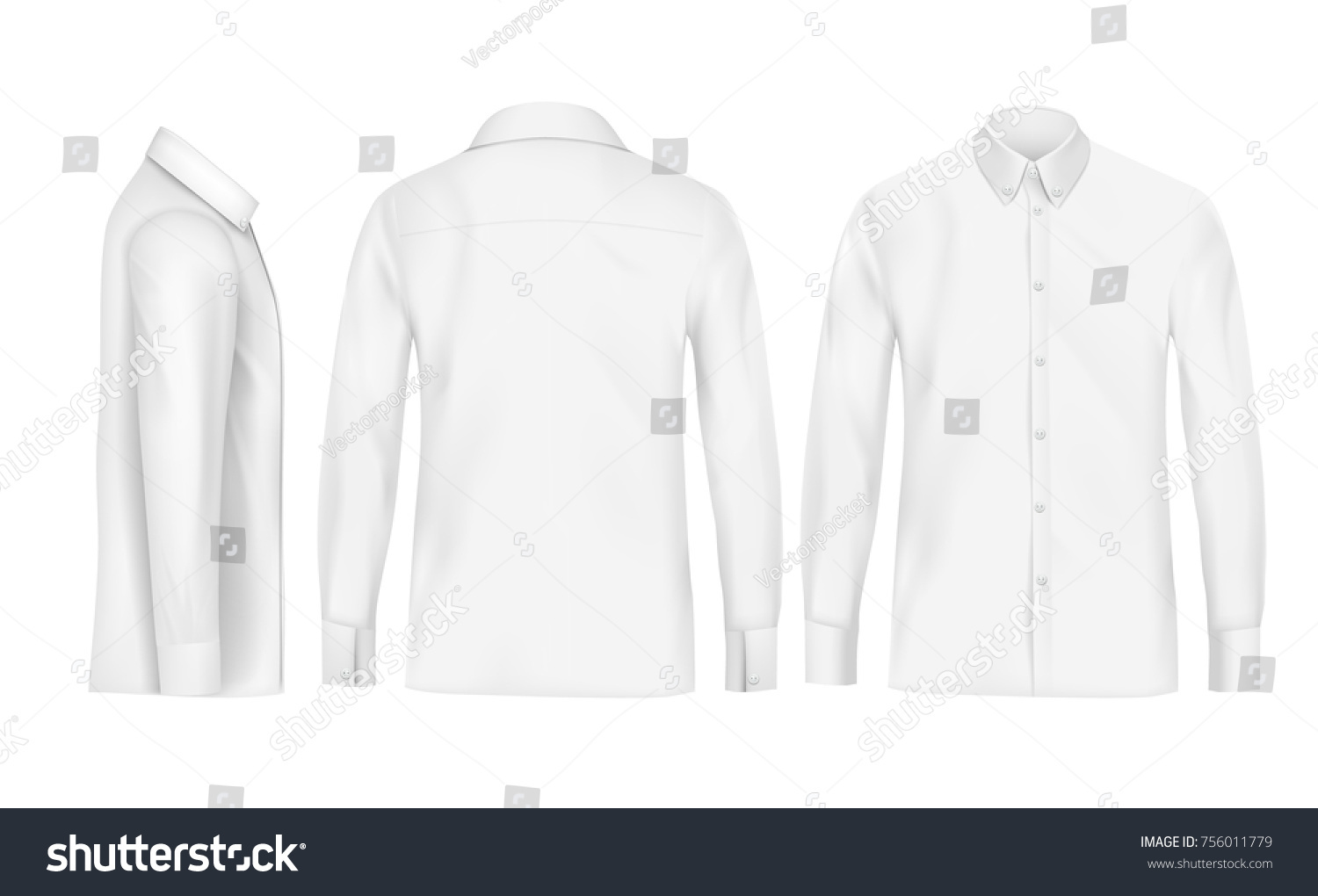 White Male Shirt Long Sleeves Buttons Stock Vector (Royalty Free ...