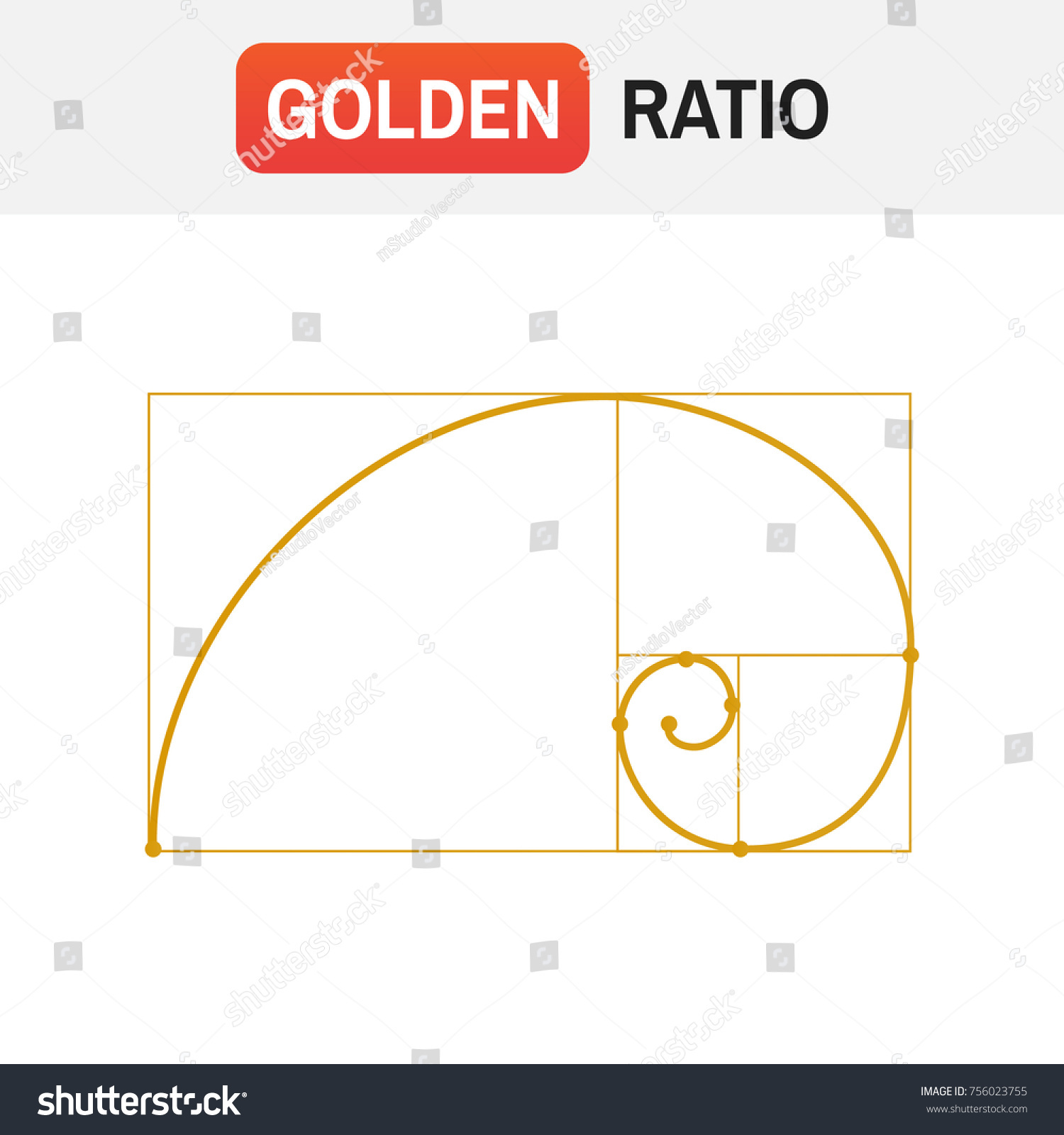 Golden Ratio Spiral Symbol Golden Ratio Stock Illustration 756023755   Stock Photo Golden Ratio Spiral Symbol Of The Golden Ratio Tattoo 756023755 