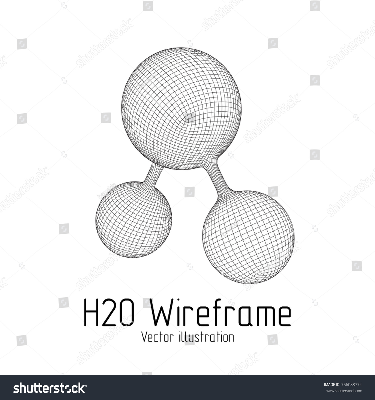 Wireframe Mesh H O Water Molecule Connection Stock Vector Royalty Free