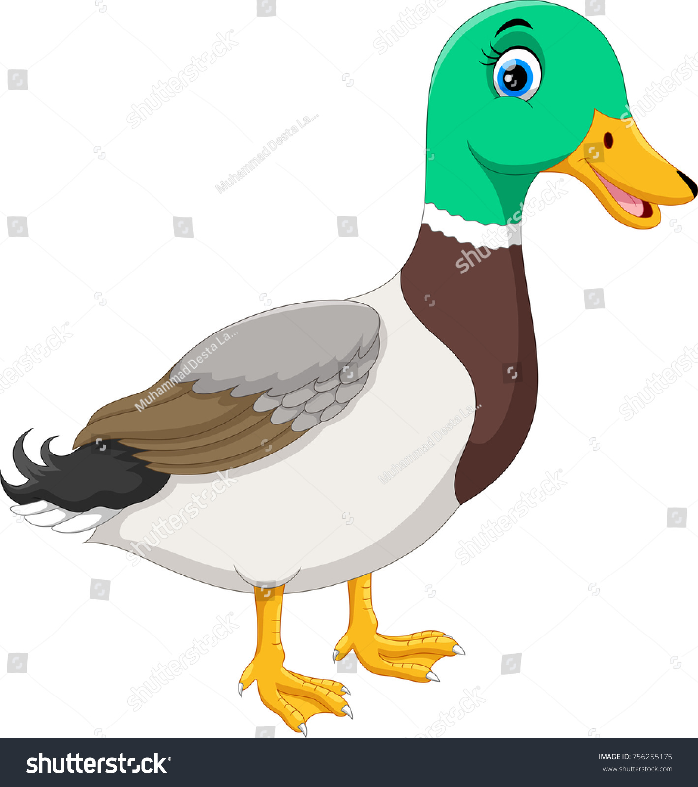 Cute Cartoon Duck Stock Vector (Royalty Free) 756255175 | Shutterstock