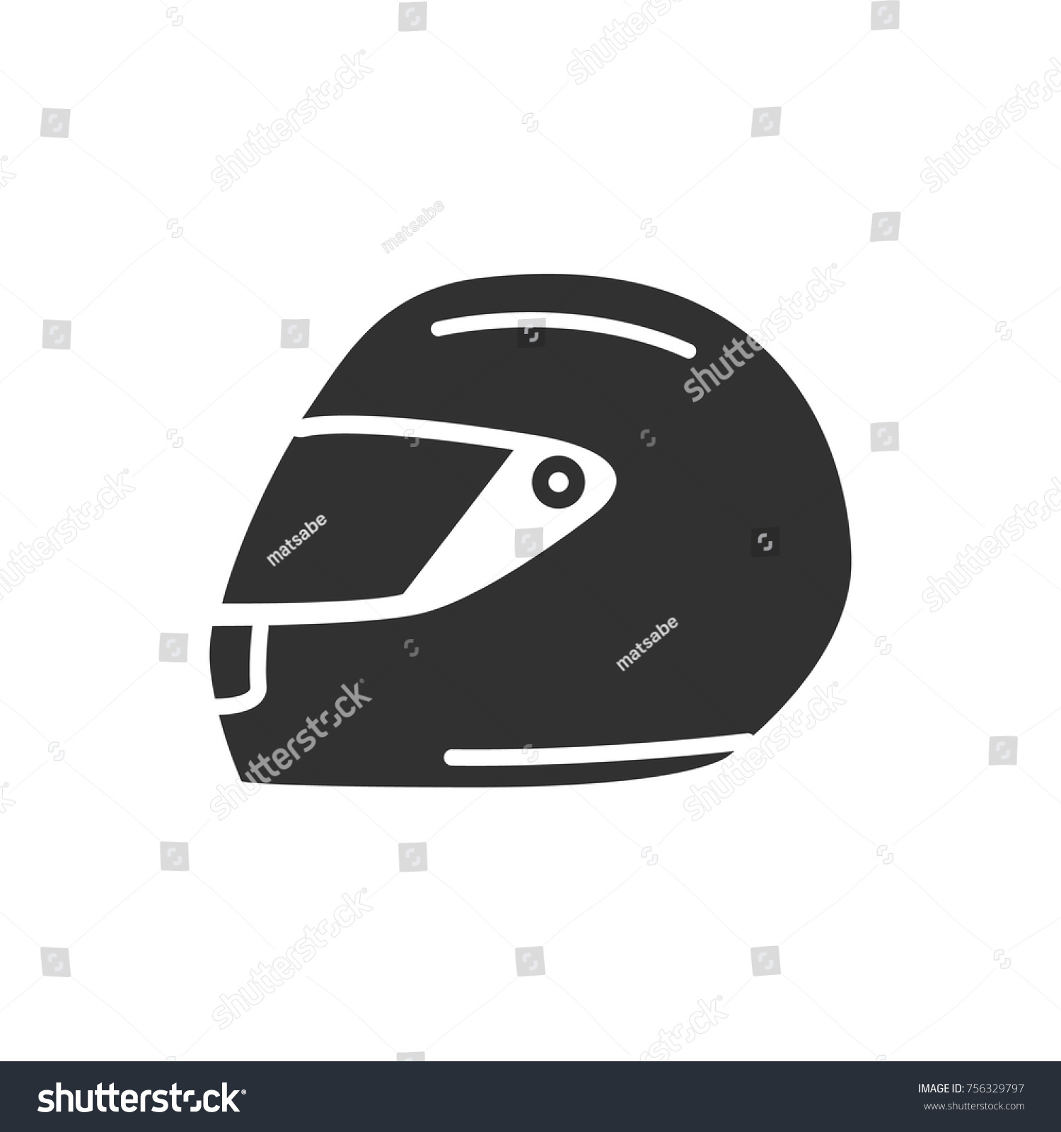 Racing Helmet Monochrome Icon Stock Vector (Royalty Free) 756329797 ...