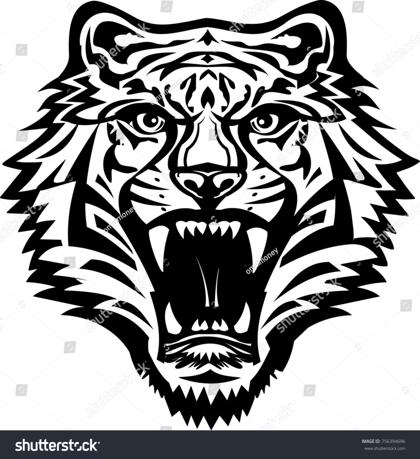 Tigers Face Sabertoothed Tiger Tattoo Stock Illustration 756394696 ...