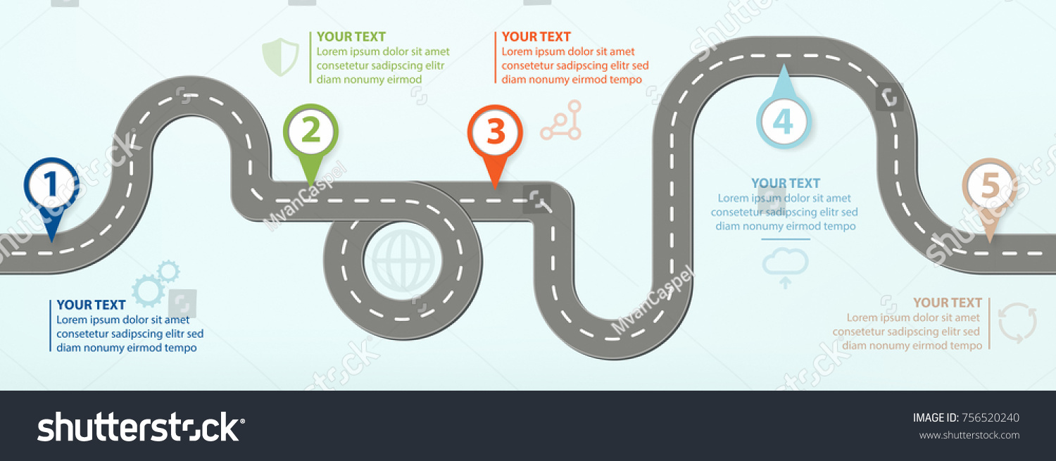 Road Map Flat Design Vector Illustration Stock Vector (Royalty Free ...