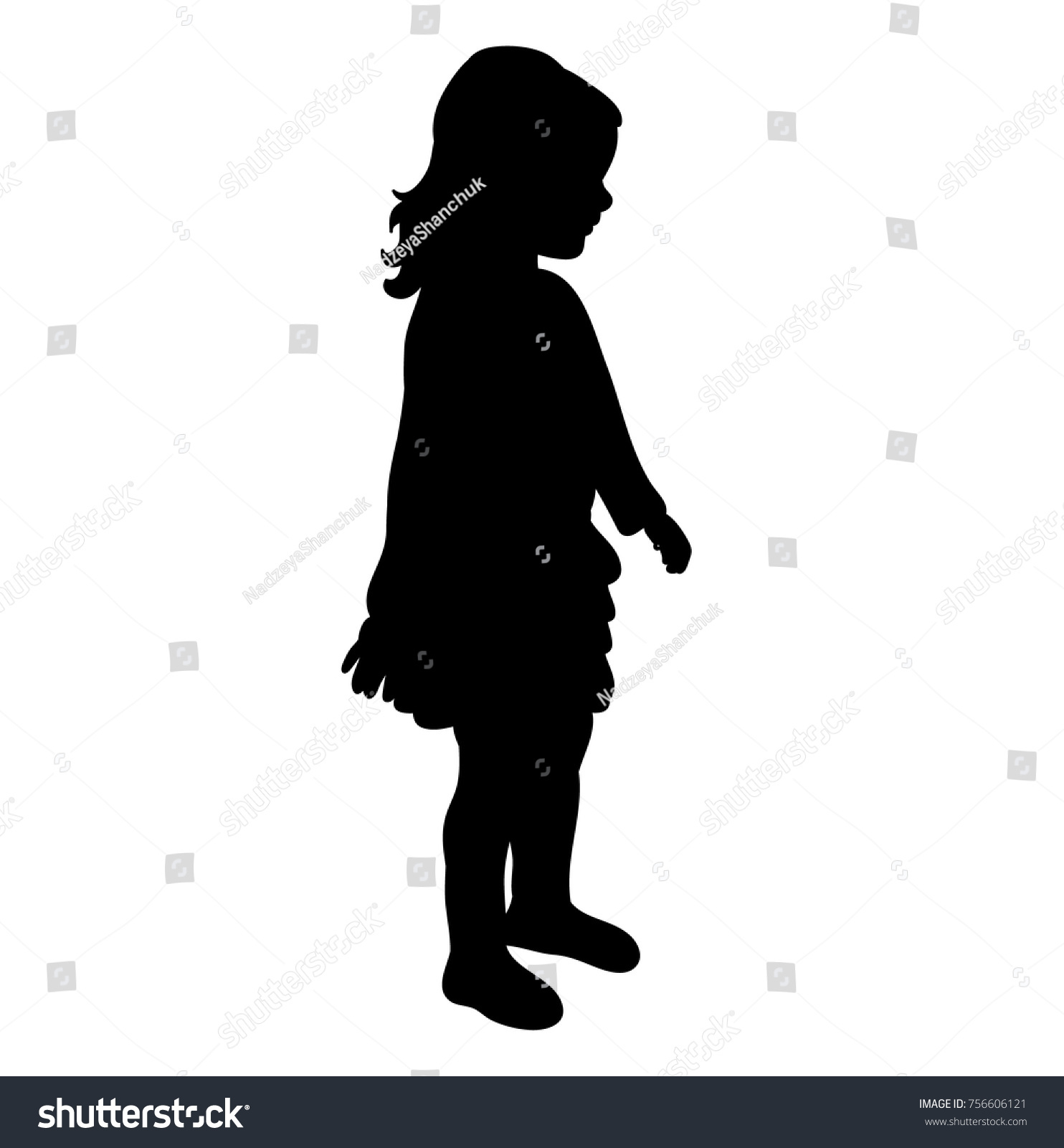 Isolated Volume Silhouette Little Girl Stock Vector (Royalty Free ...