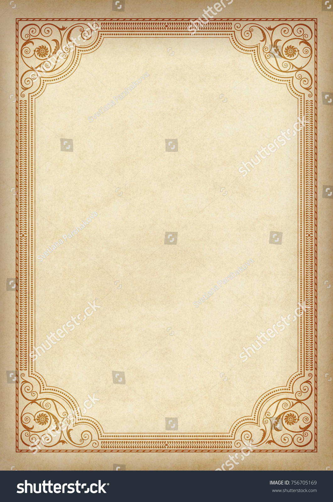 Template Background Framework On Piece Parchment Stock Illustration ...