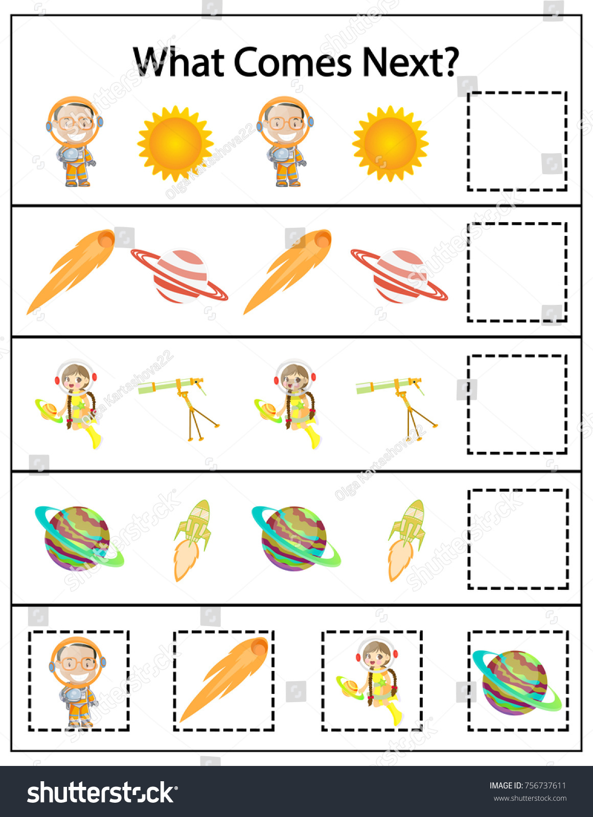 what comes next kindergarten worksheet kids stock vector royalty free 756737611 shutterstock