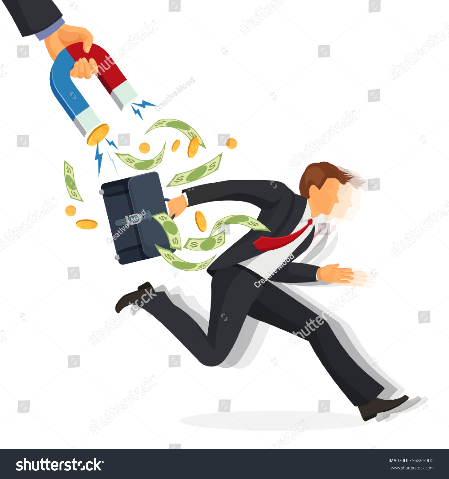 Debt Collector Man Money Running Away Stock Vector (Royalty Free ...