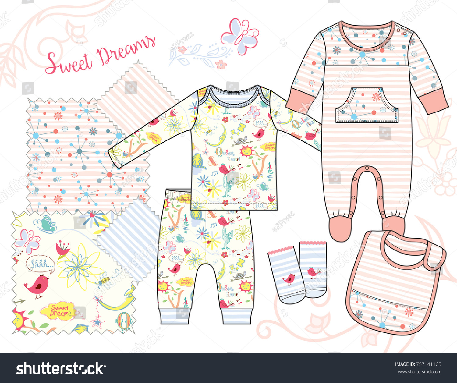 Newborn Baby Girl Fashion Illustration Sweet Stock Vector (Royalty Free ...