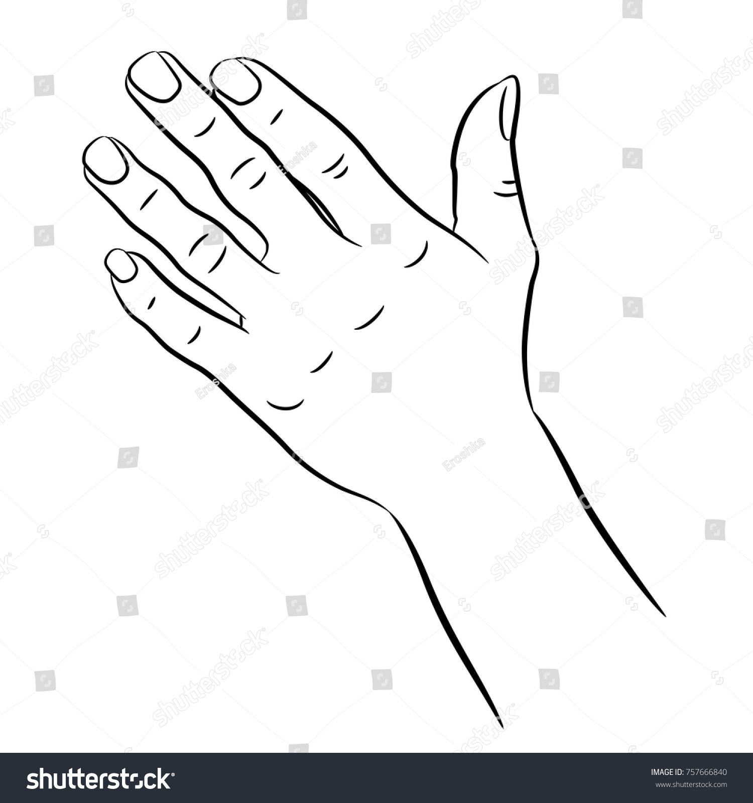 Isolated Linear Vector Illustration Human Hand Stock Vector (Royalty ...