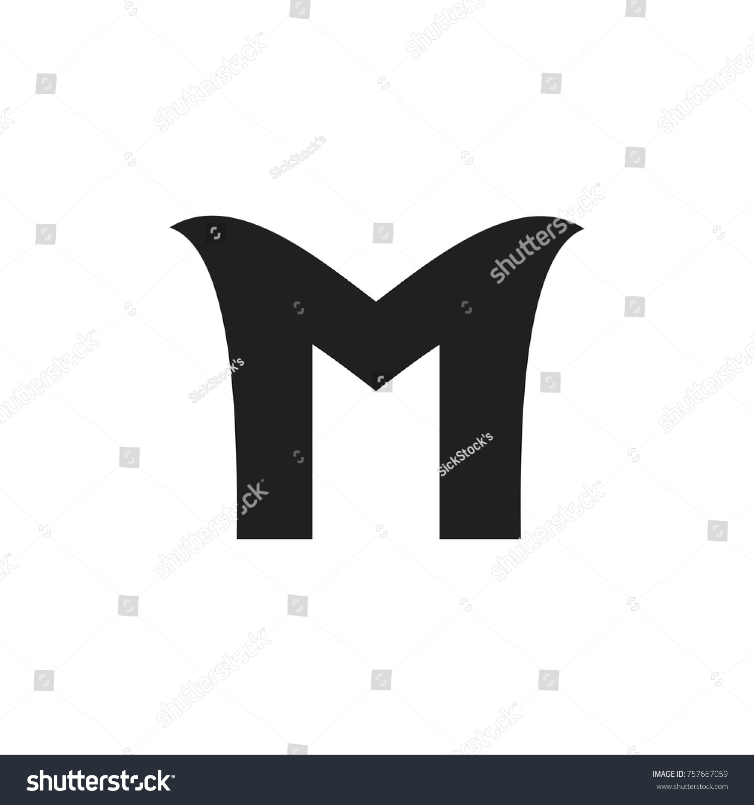 Black Color Letter M Curves Design Stock Vector (Royalty Free ...